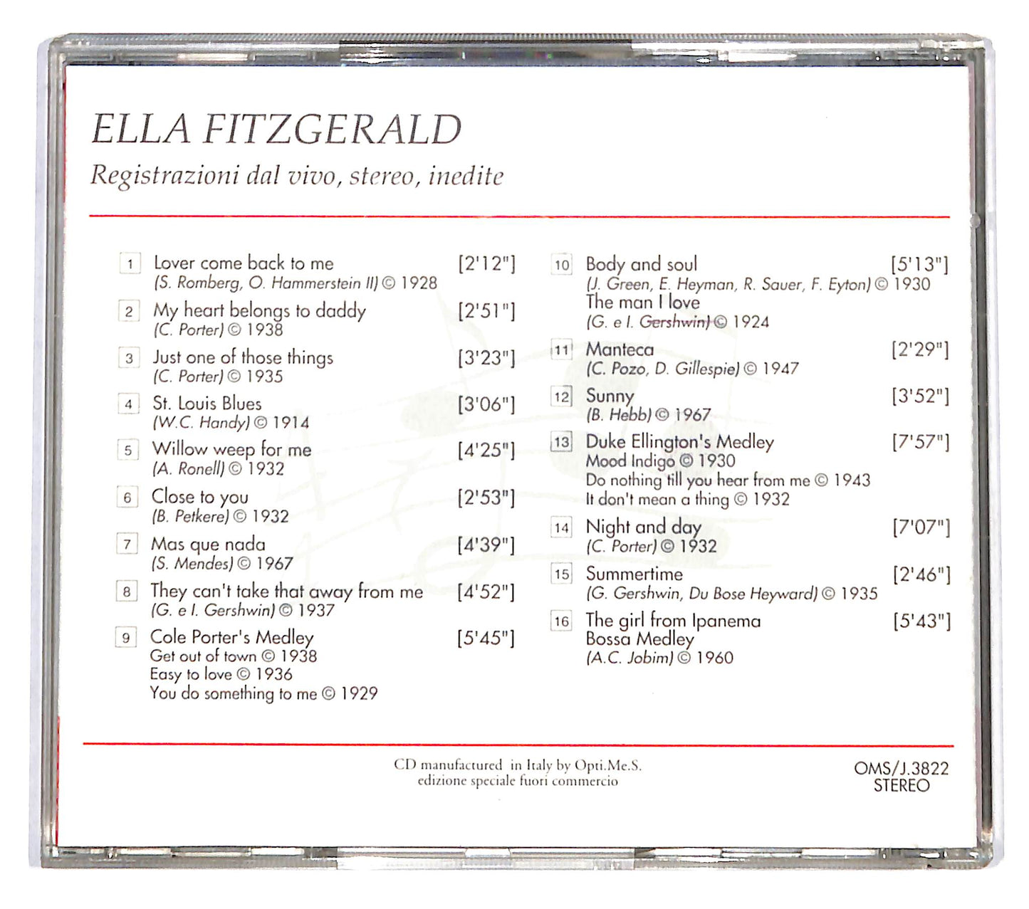 EBOND Various - Ella Fitzgerald registrazioni dal vivo stereo CD CD139243