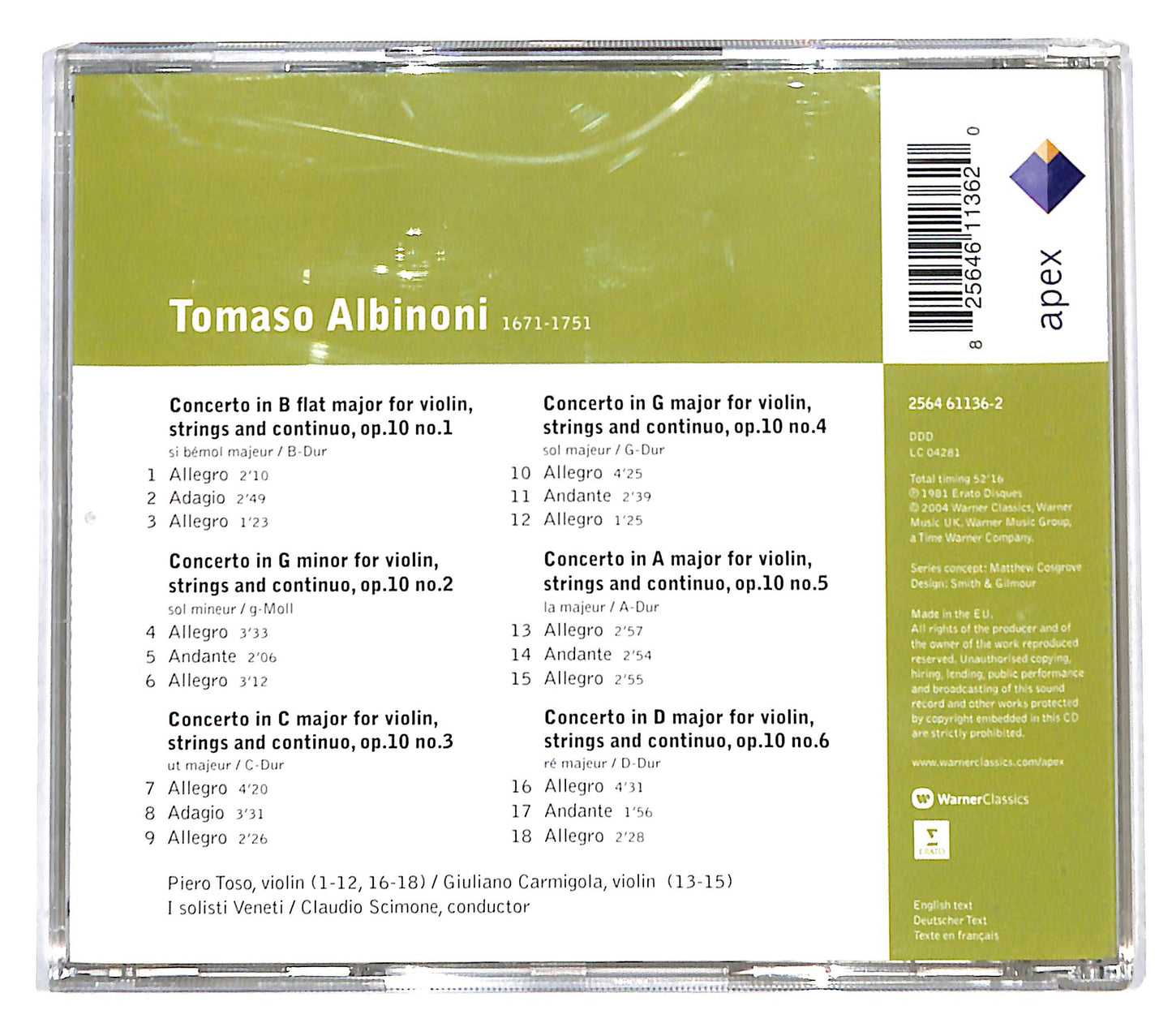 EBOND Albinoni - Concertos Op. 10, Nos. 1-6 CD CD139364