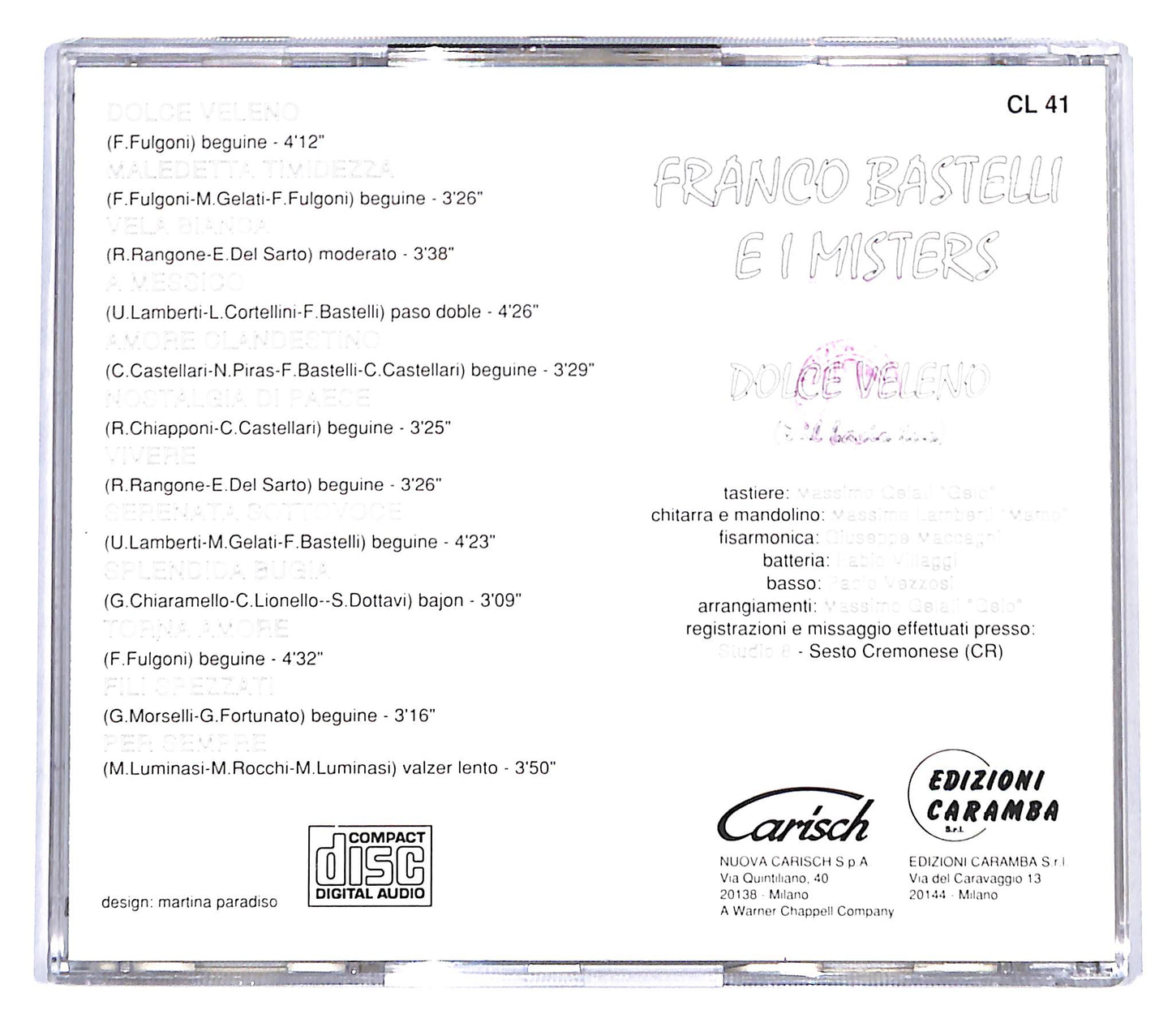 EBOND Franco Bastelli E I Misters - Dolce Veleno (E' Il Bacio Tuo) CD CD139618