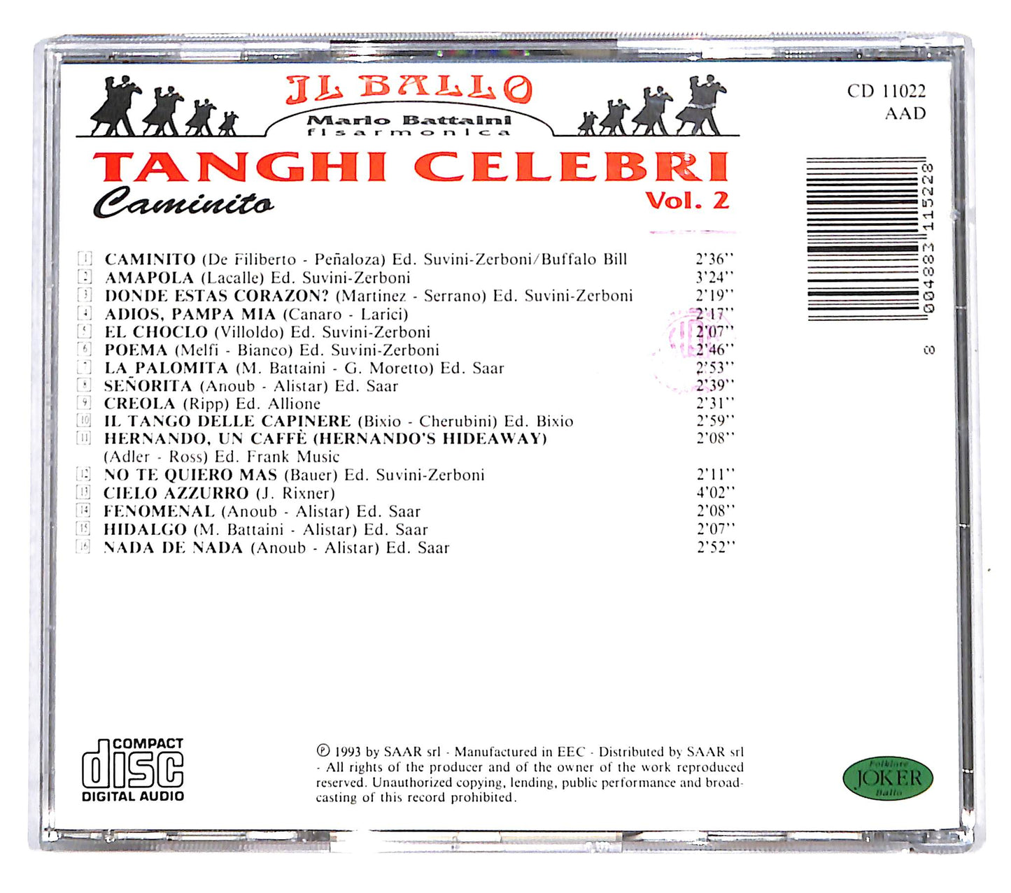 EBOND Mario Battaini - Tanghi Celebri Vol. 2 CD CD139827