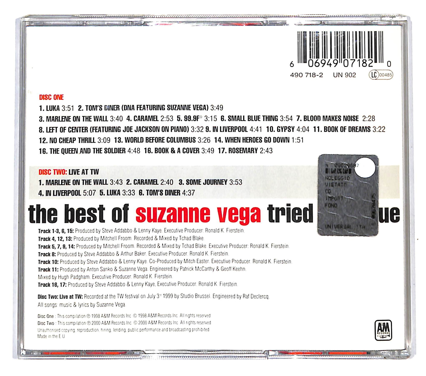EBOND Suzanne Vega - The Best Of Suzanne Vega - Tried And True CD CD139843
