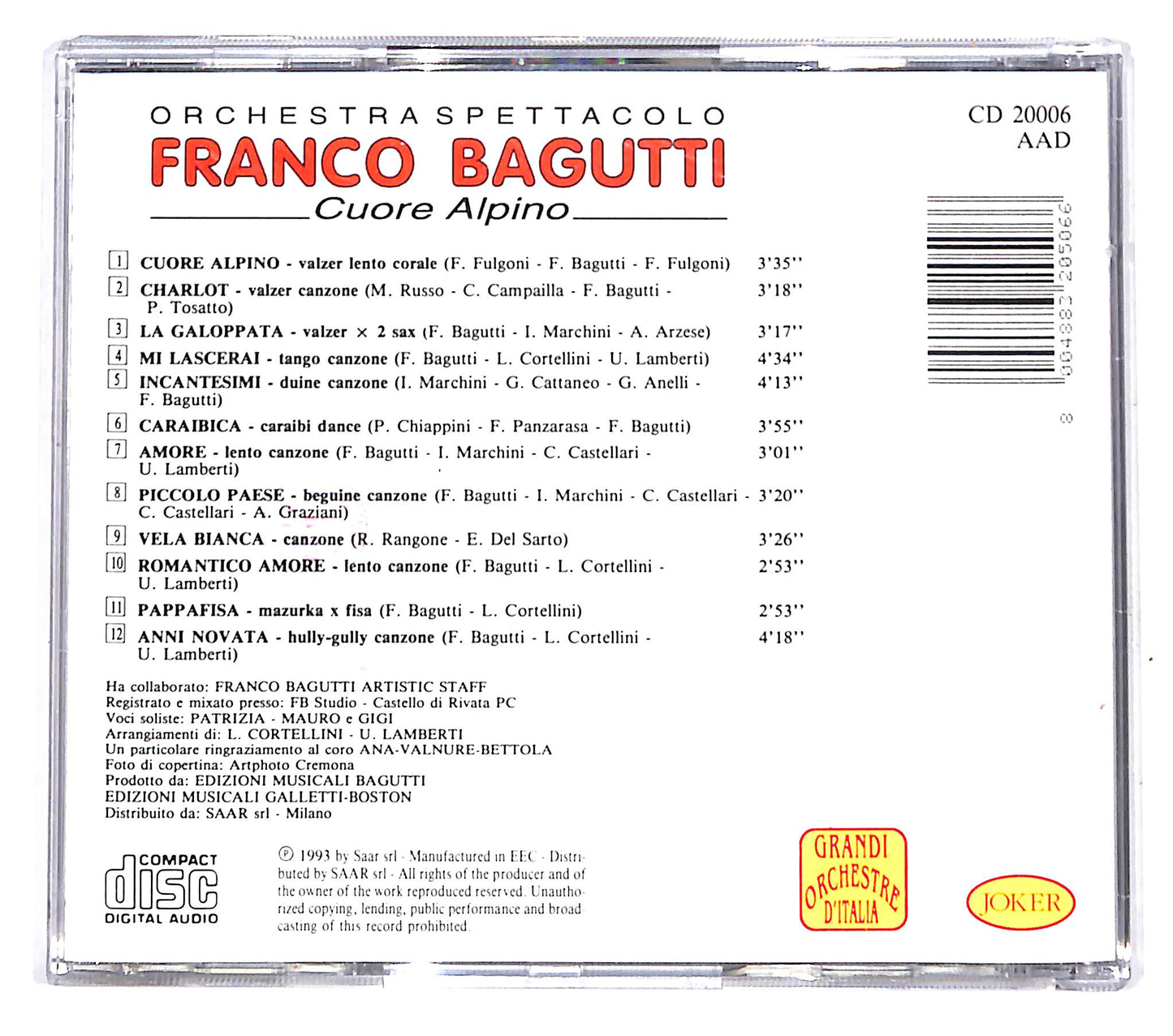 EBOND Orchestra Spettacolo Franco Bagutti - Cuore Alpino CD CD139936