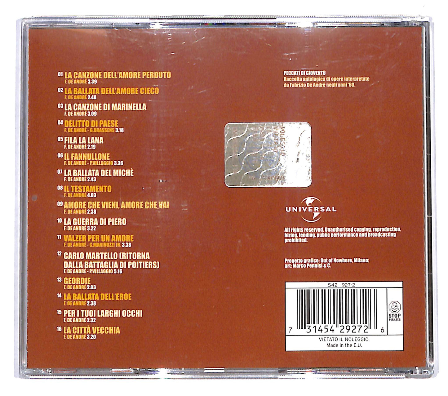 EBOND Fabrizio De Andre - Peccati Di Gioventu CD CD140202