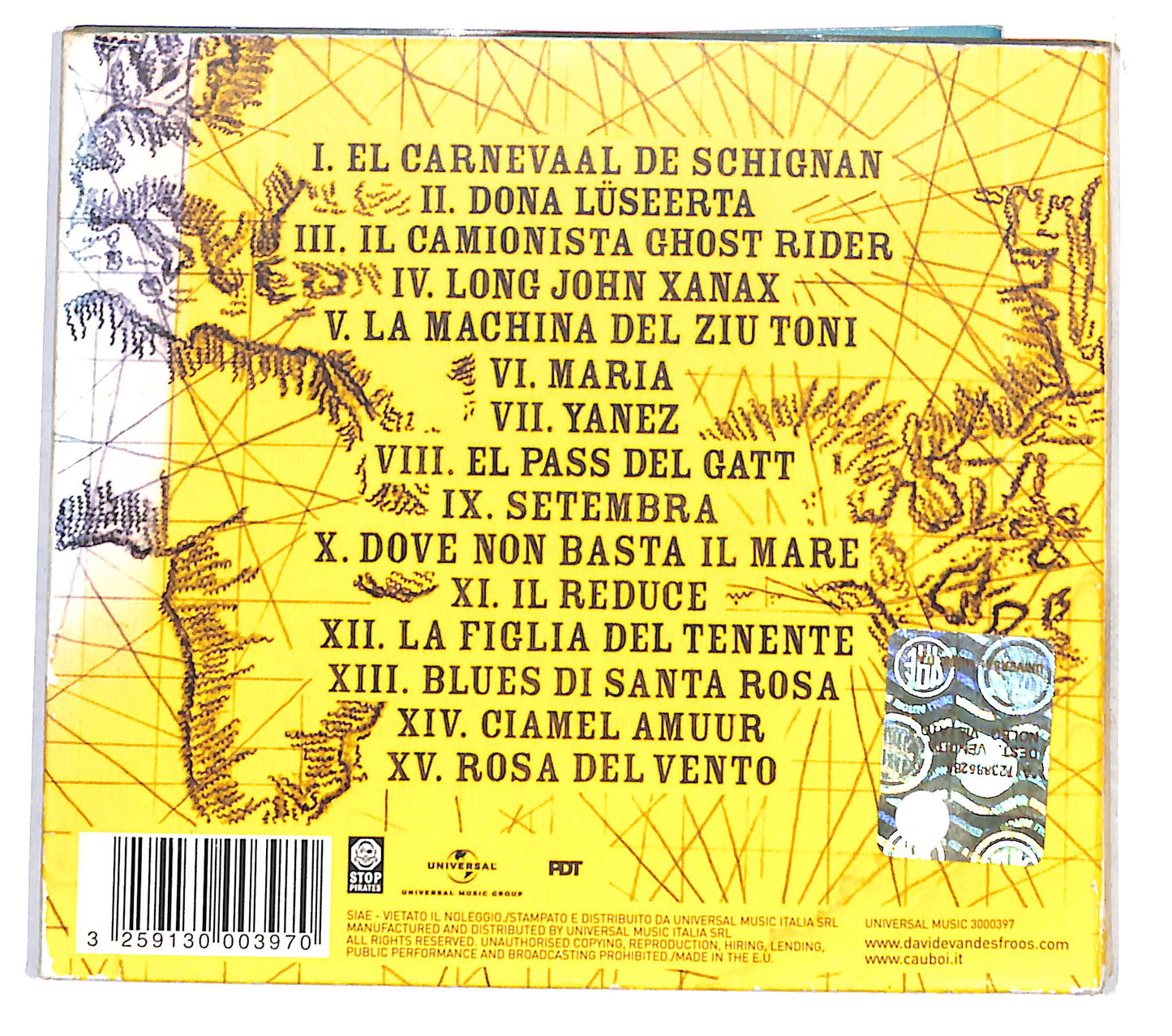 EBOND Davide Van De Sfroos - Yanez DIGIPACK CD CD140559