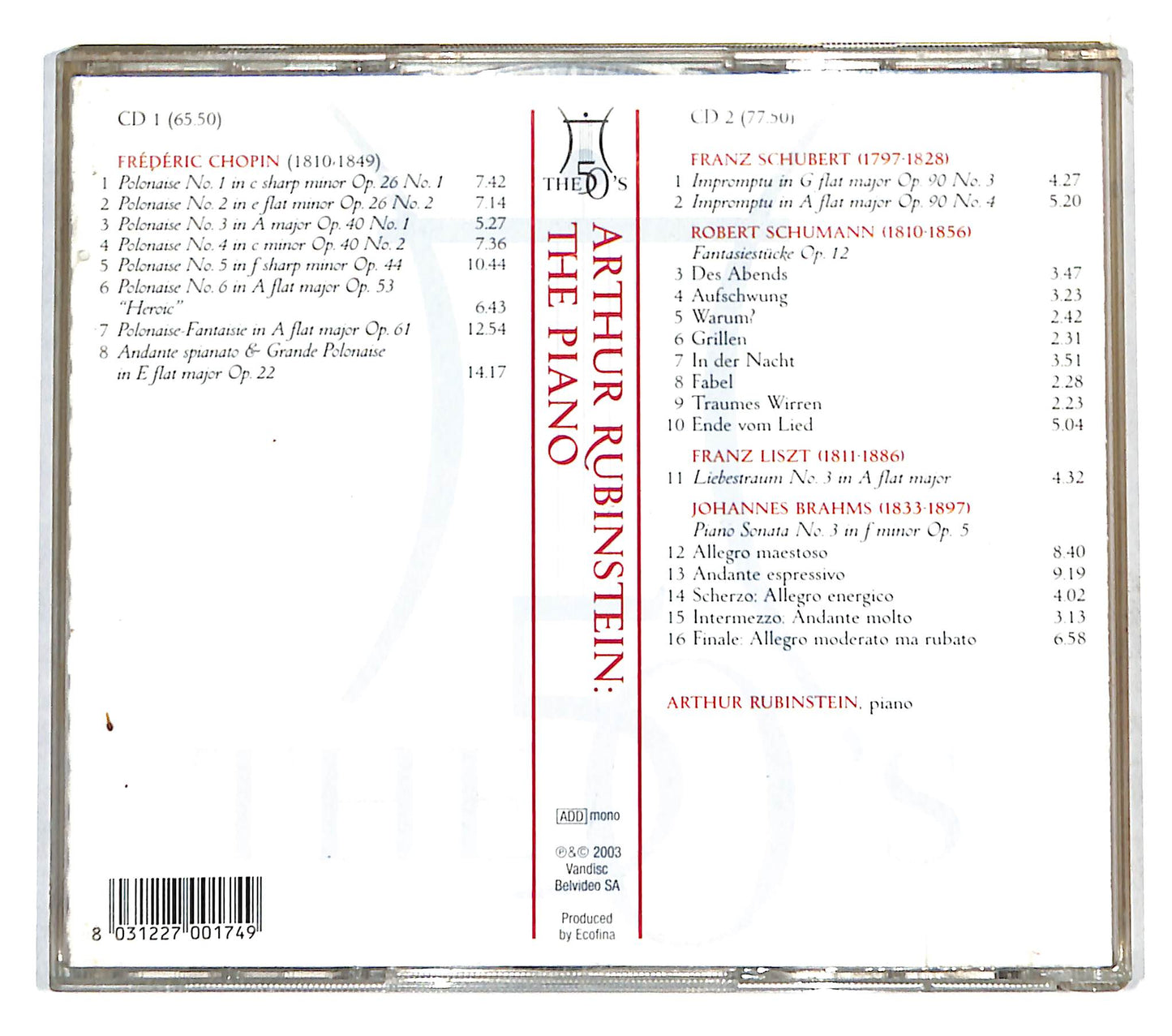 EBOND Arthur Rubinstein - The Piano CD CD140651