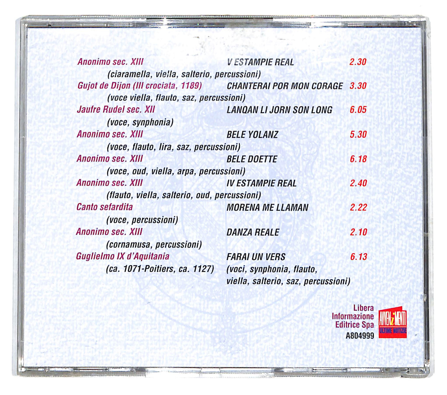 EBOND Various - Canti D'Amore Al Tempo Dei Trovatori CD CD140660