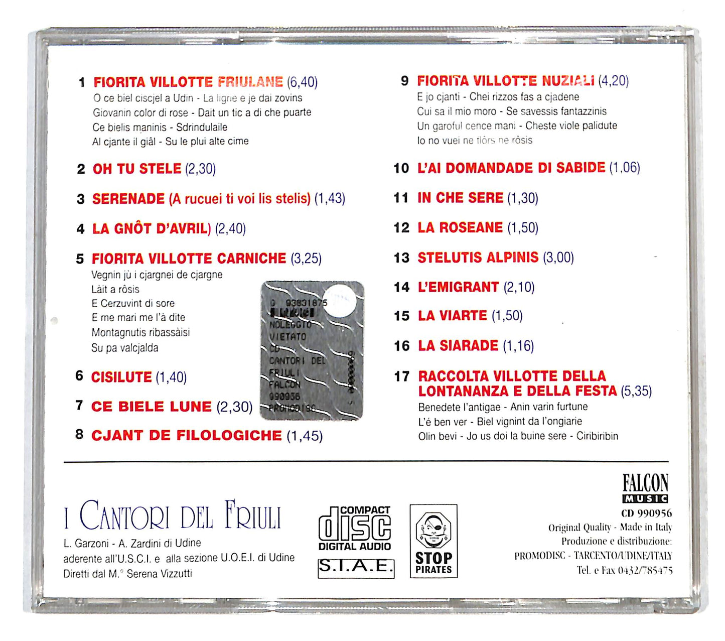 EBOND I Cantori Del Friuli - Villotte e Canti Tradizionali Friulani CD CD140663