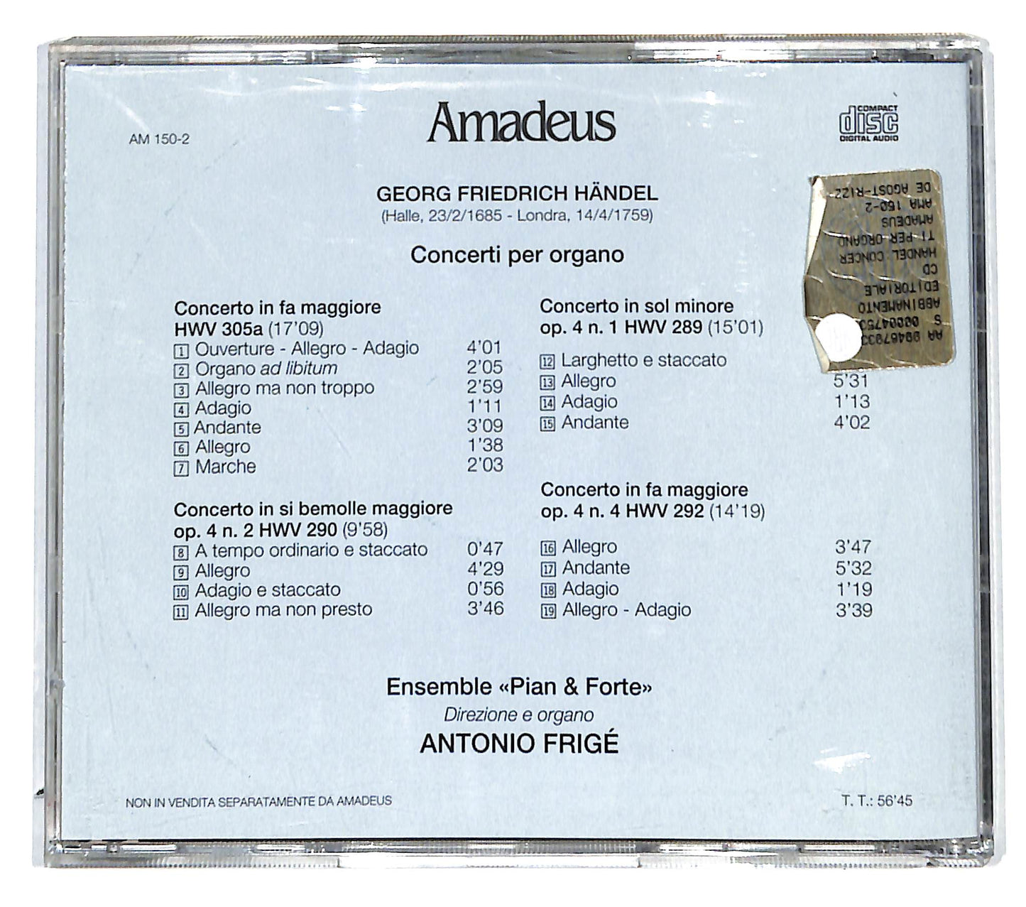 EBOND Handel - Concerti Per Organo CD CD140737