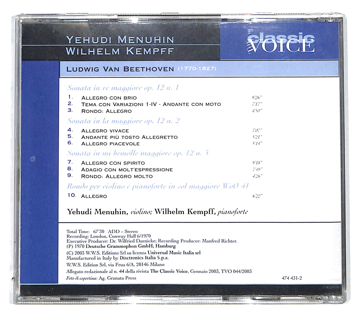 EBOND Beethoven - Sonate n. 1 2 3 op.12-Rondo WoO 41 CD CD140751