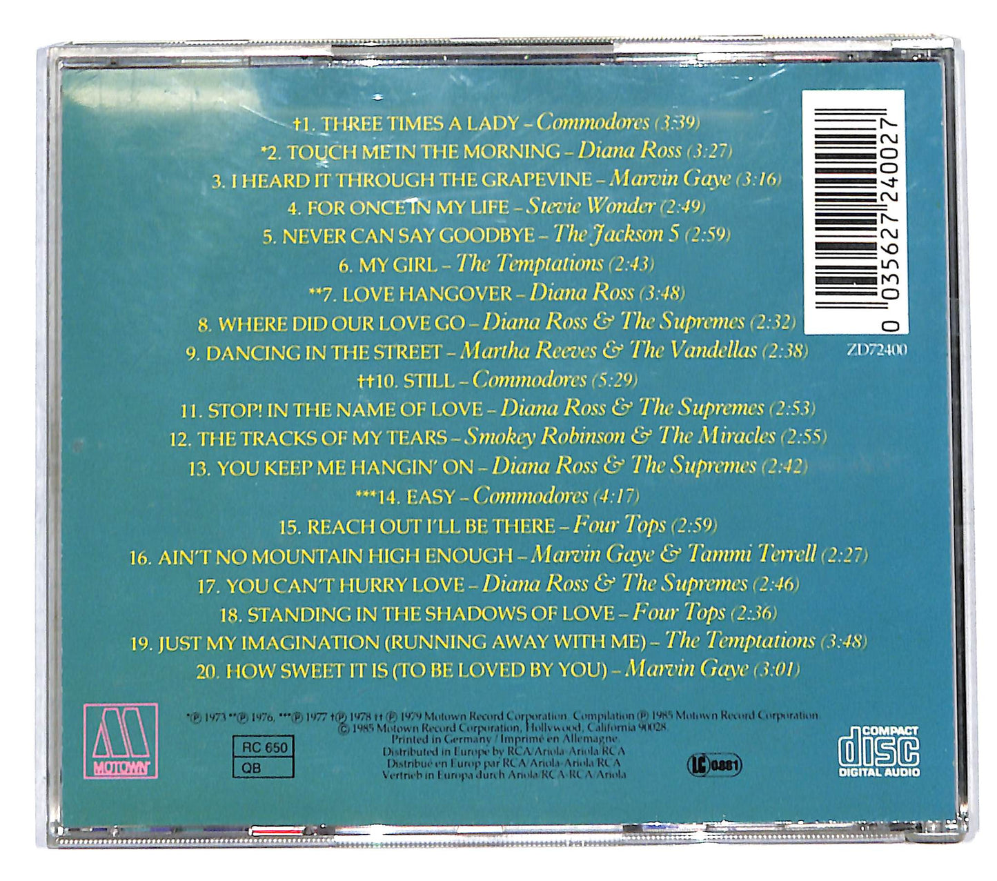 EBOND Various - 20 Greatest Songs In Motown History CD CD140802