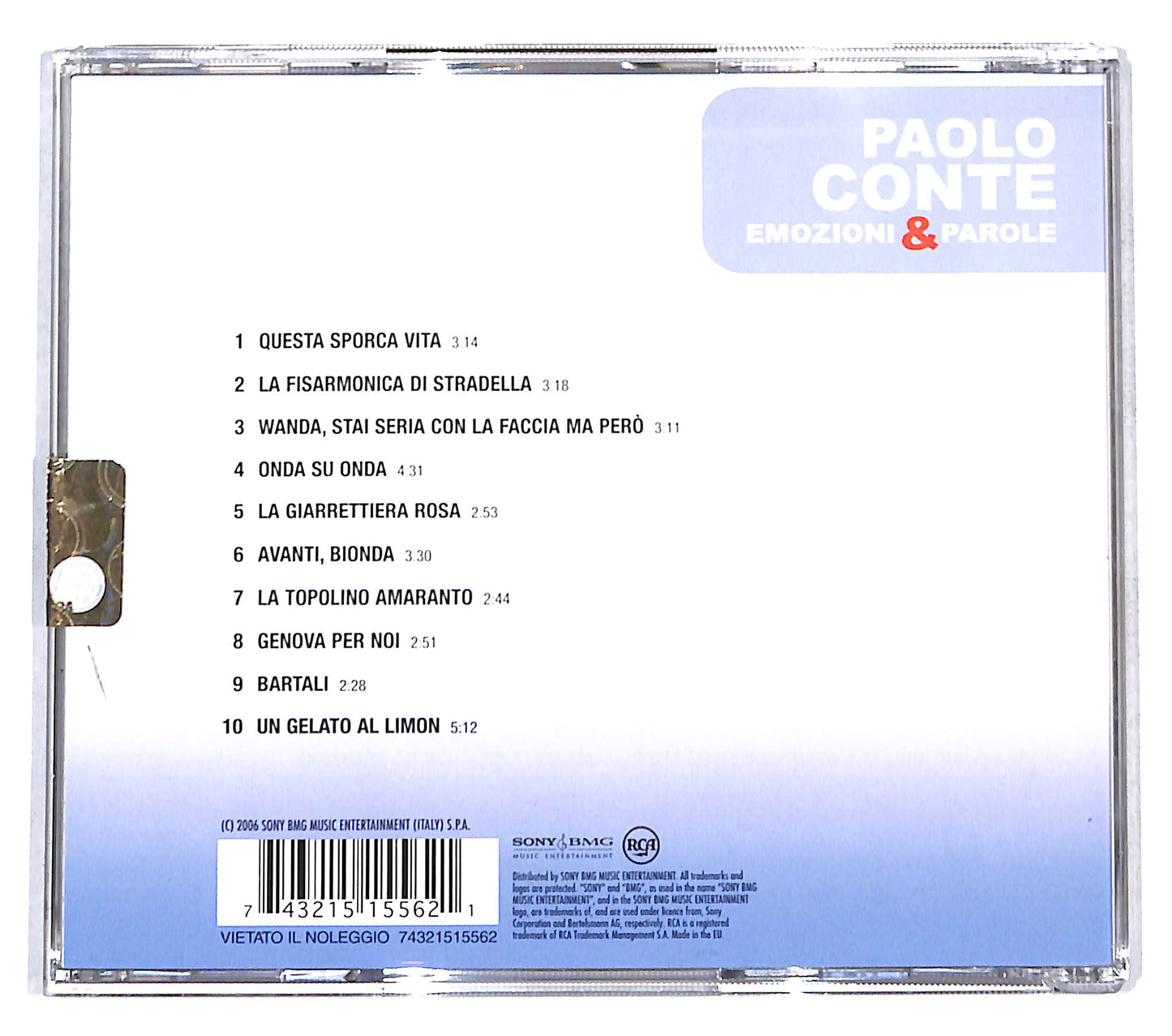 EBOND Paolo Conte - Emozioni & Parole CD CD141309
