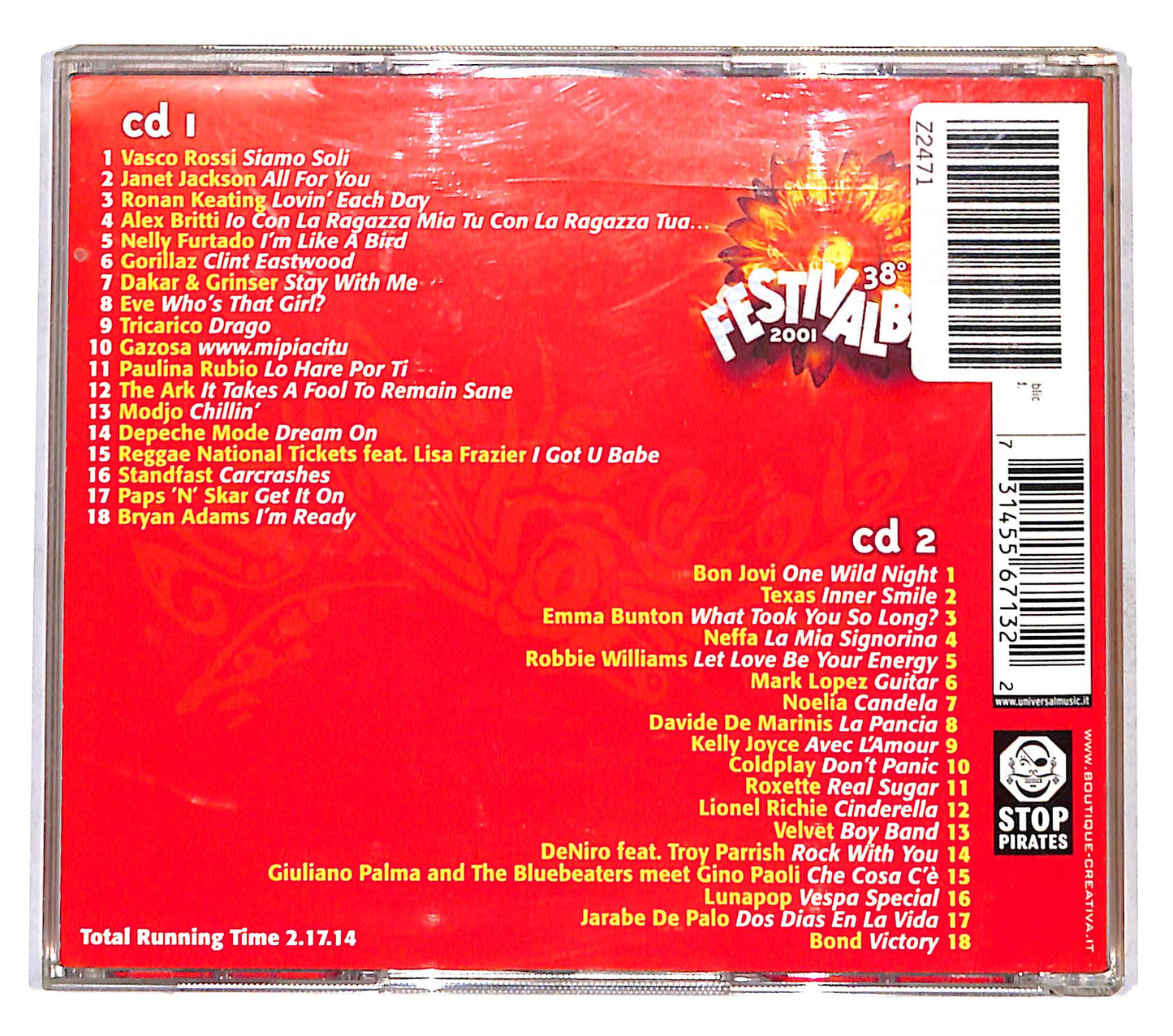 EBOND Various - 38° Festivalbar 2001 Compilation Rossa CD CD141418