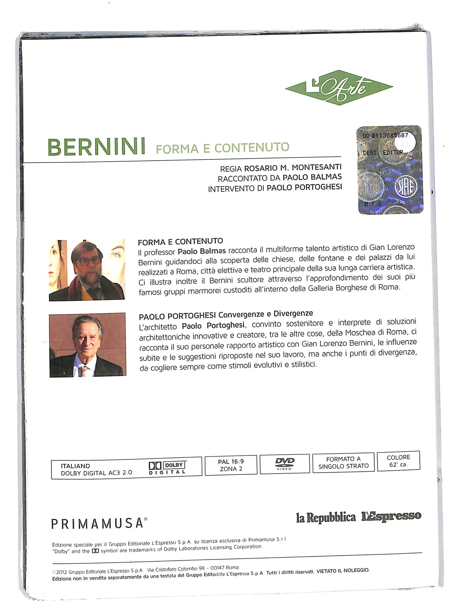 EBOND Bernini forma e contenuto EDITORIALE DIGIPACK DVD DB556235