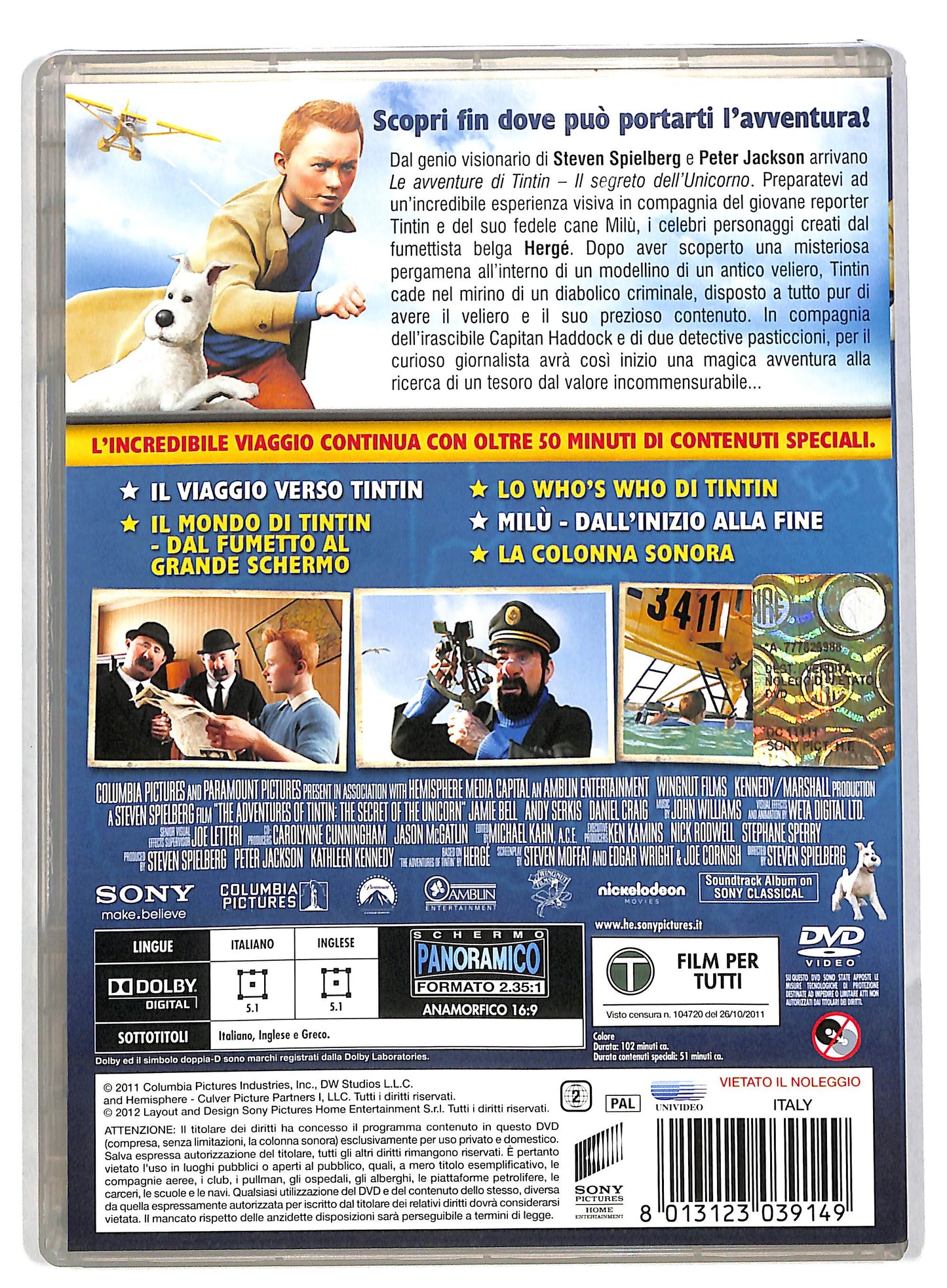 EBOND Le avventure di Tintin - Il segreto dell'Unicorno DVD DB564730