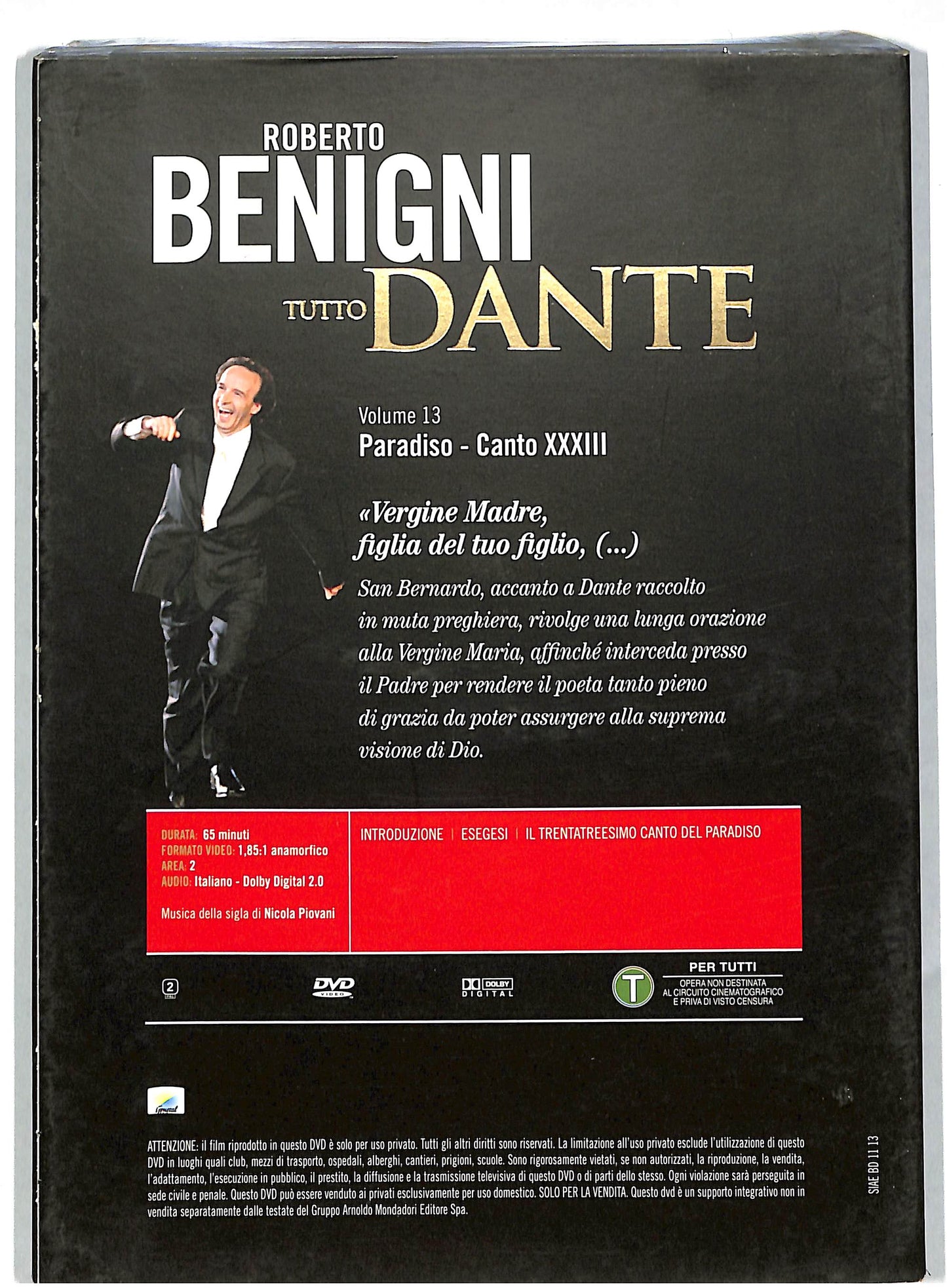 EBOND Tutto Dante vol 13 - Inferno canto XXXIII EDITORIALE DVD DB568734