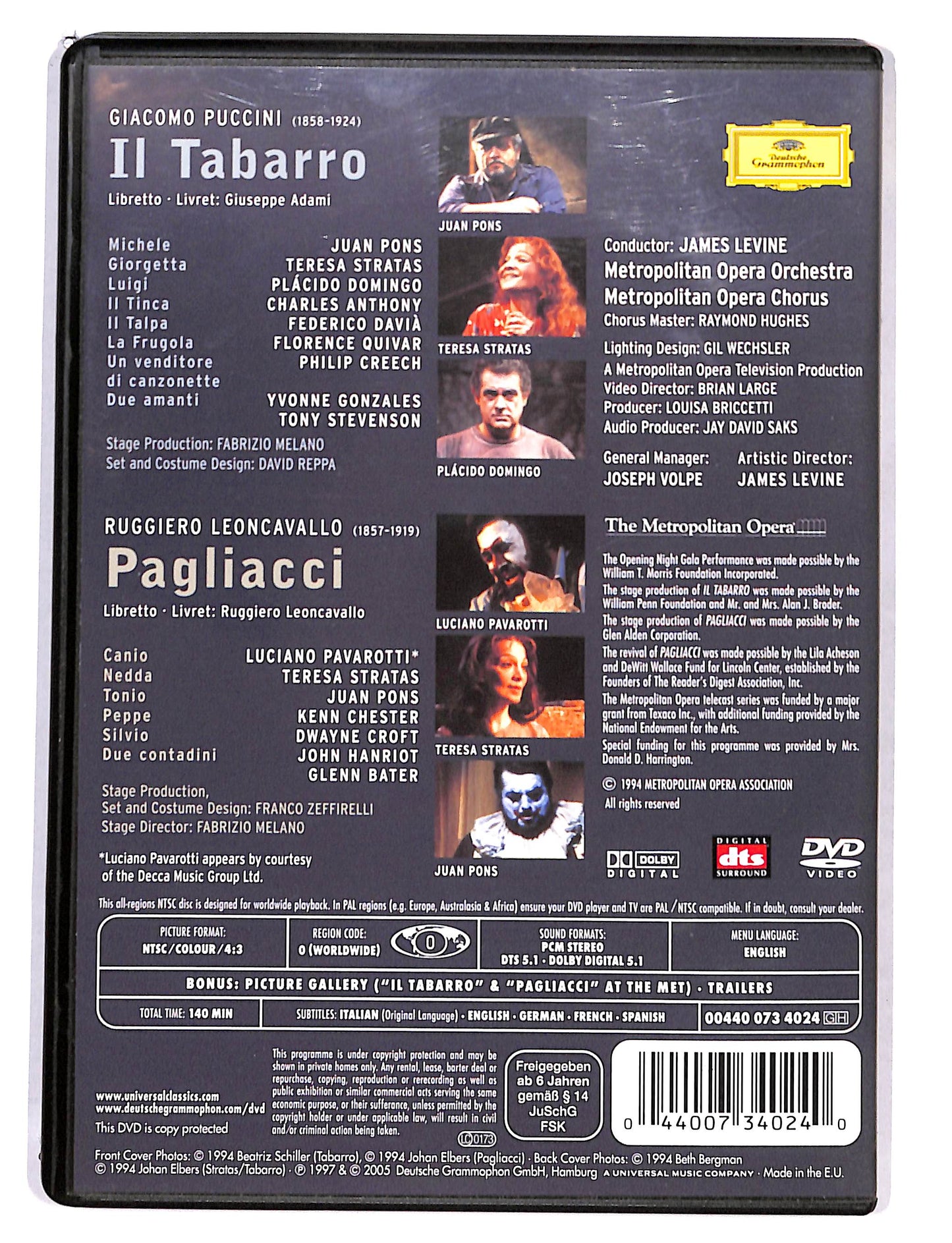 EBOND Puccini - Il Tabarro - Leoncavallo - Pagliacci - Levine DVD DB577425