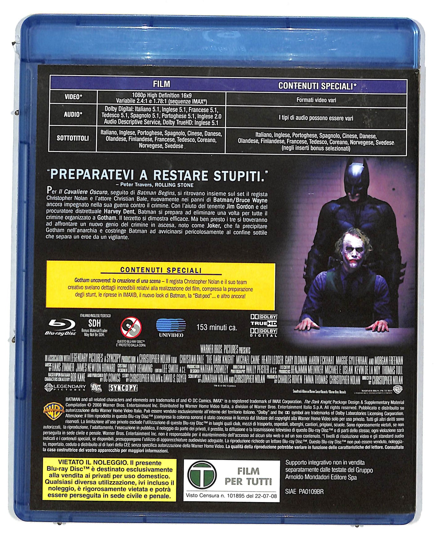 EBOND Il Cavaliere Oscuro EDITORIALE BLURAY BLURAY DB577654
