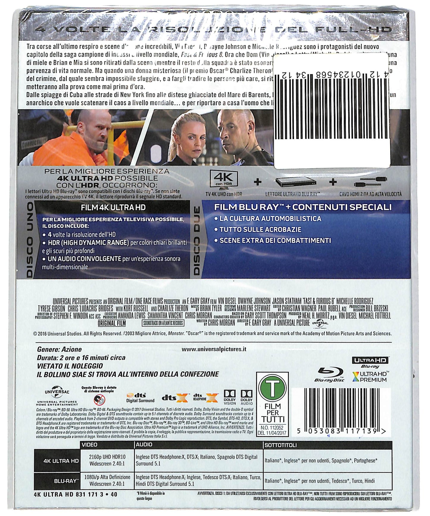 EBOND Fast & Furious 8 4K ULTRA HD BLURAY DB588608