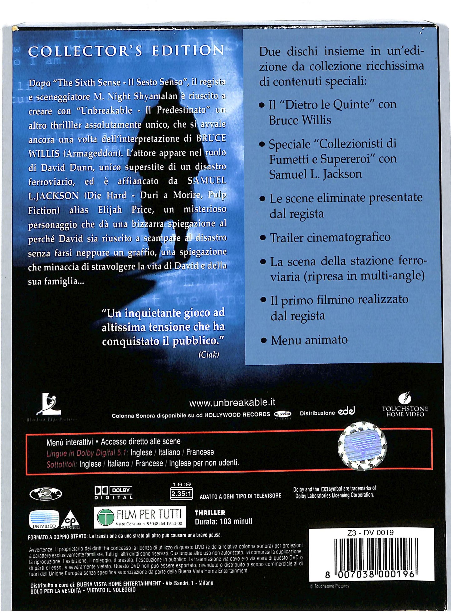 EBOND Unbreakable - il predestinato DIGIPACK DVD DB589309