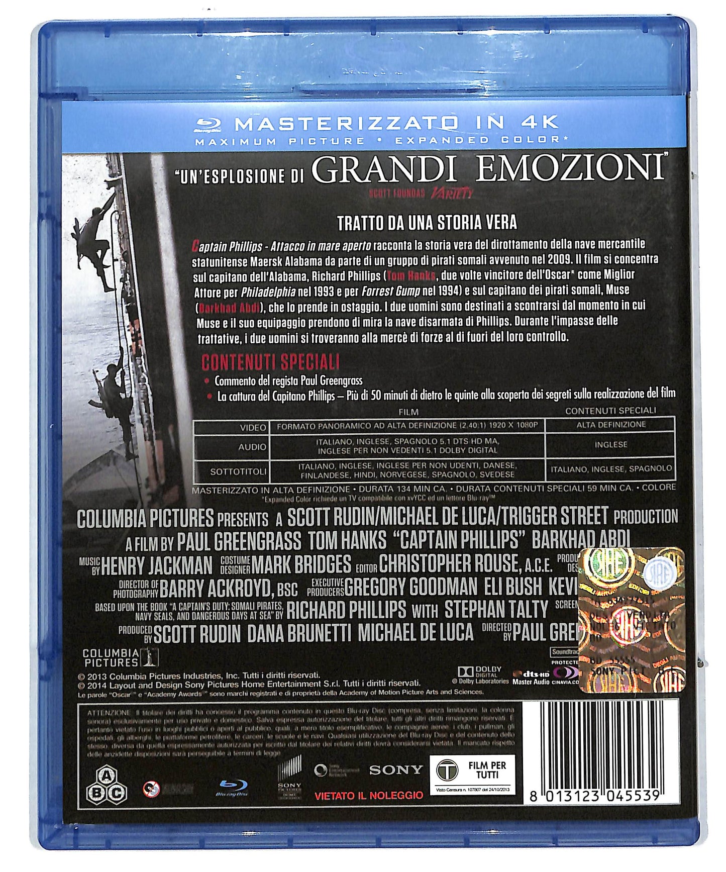 EBOND Captain Phillips - Attacco in Mare Aperto BLURAY DB590452