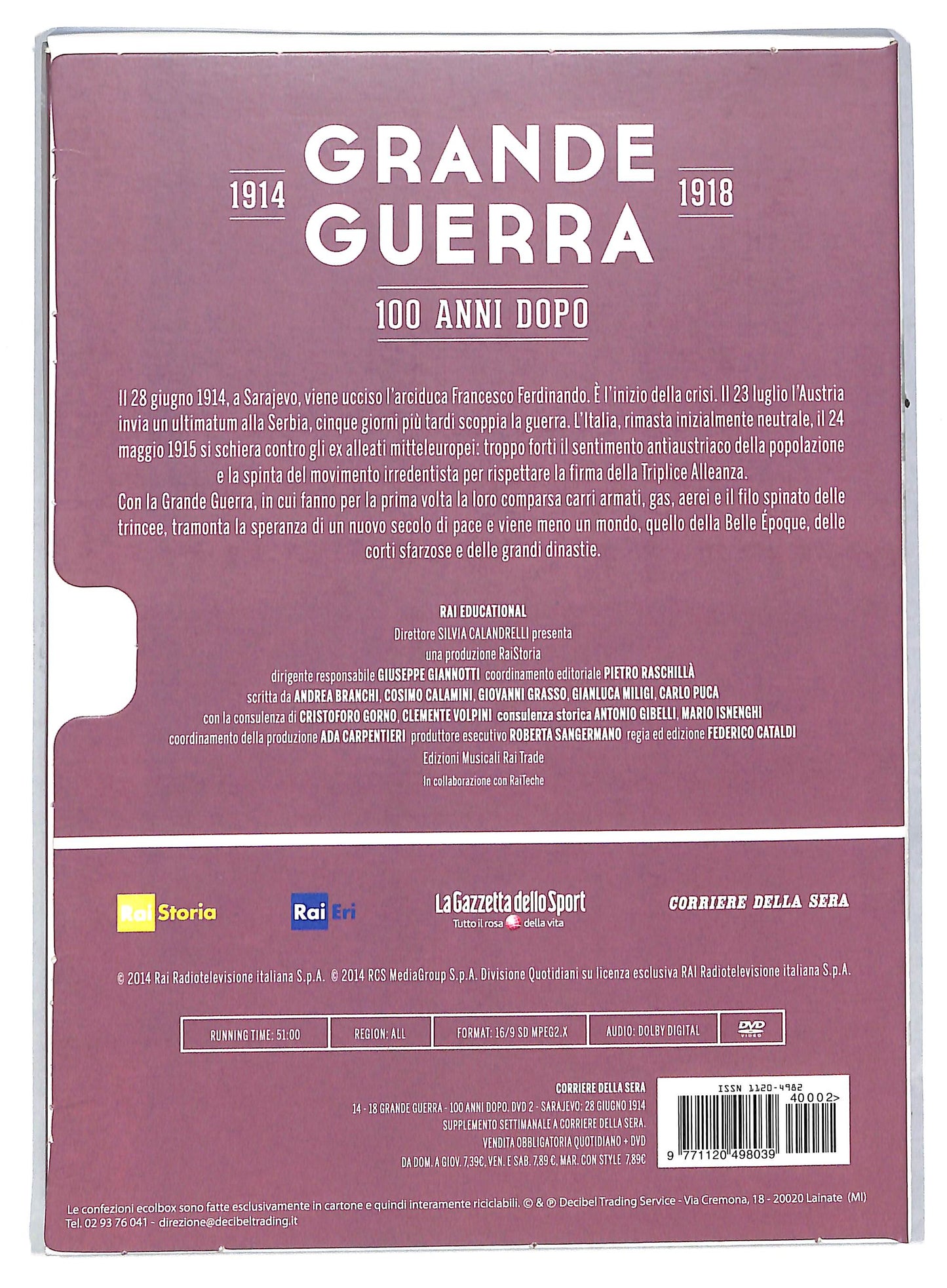 EBOND Sarajevo 28 giugno 1914 - Grande guerra 1914 - 1918 EDITORIALE DVD DB591154
