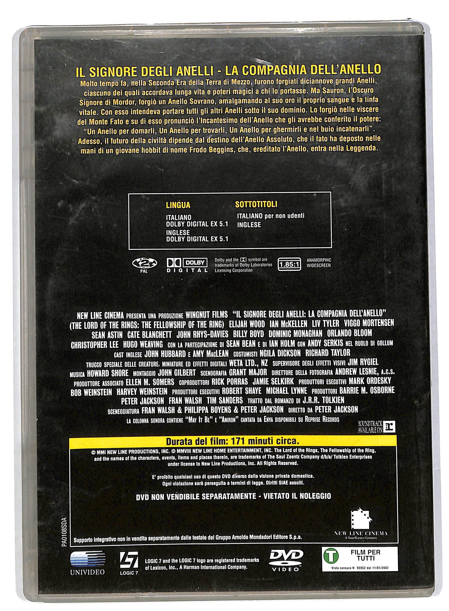 EBOND Il signore degli anelli la compagnia dell'anello EDITORIALE DVD DB592122