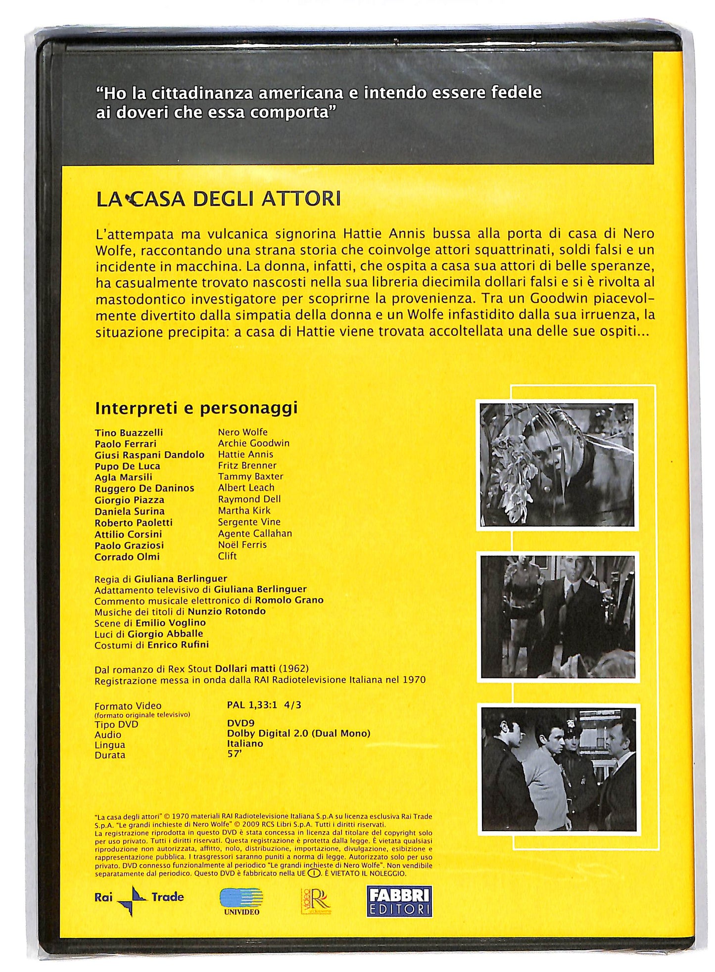 EBOND Nero Wolfe - La casa degli attori prima puntata EDITORIALE DVD DB592727