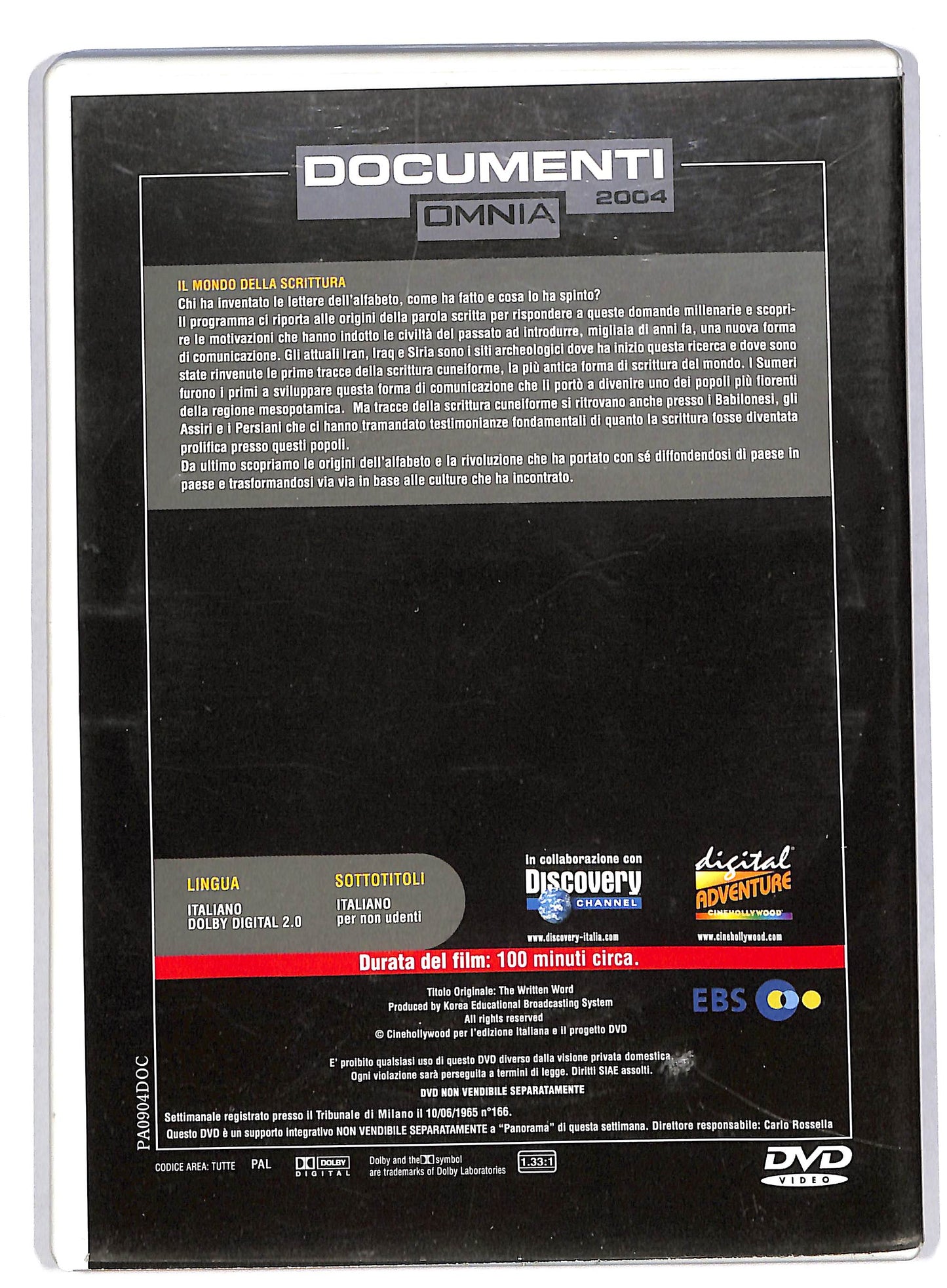 EBOND Documenti 2004 - IL Mondo Della Scrittura EDITORIALE DVD DB595918
