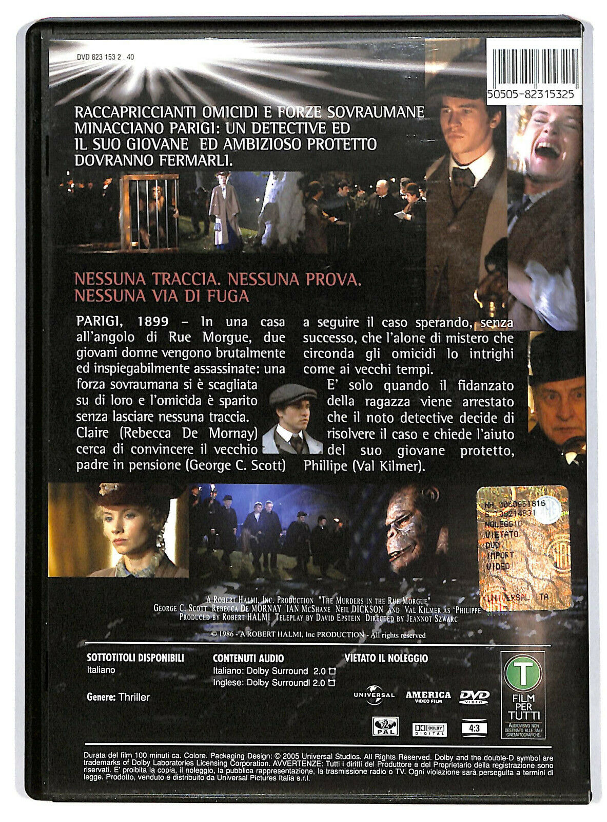 EBOND The Murders In The Rue Morgue. Il Male Insidia La Notte DVD DB597005
