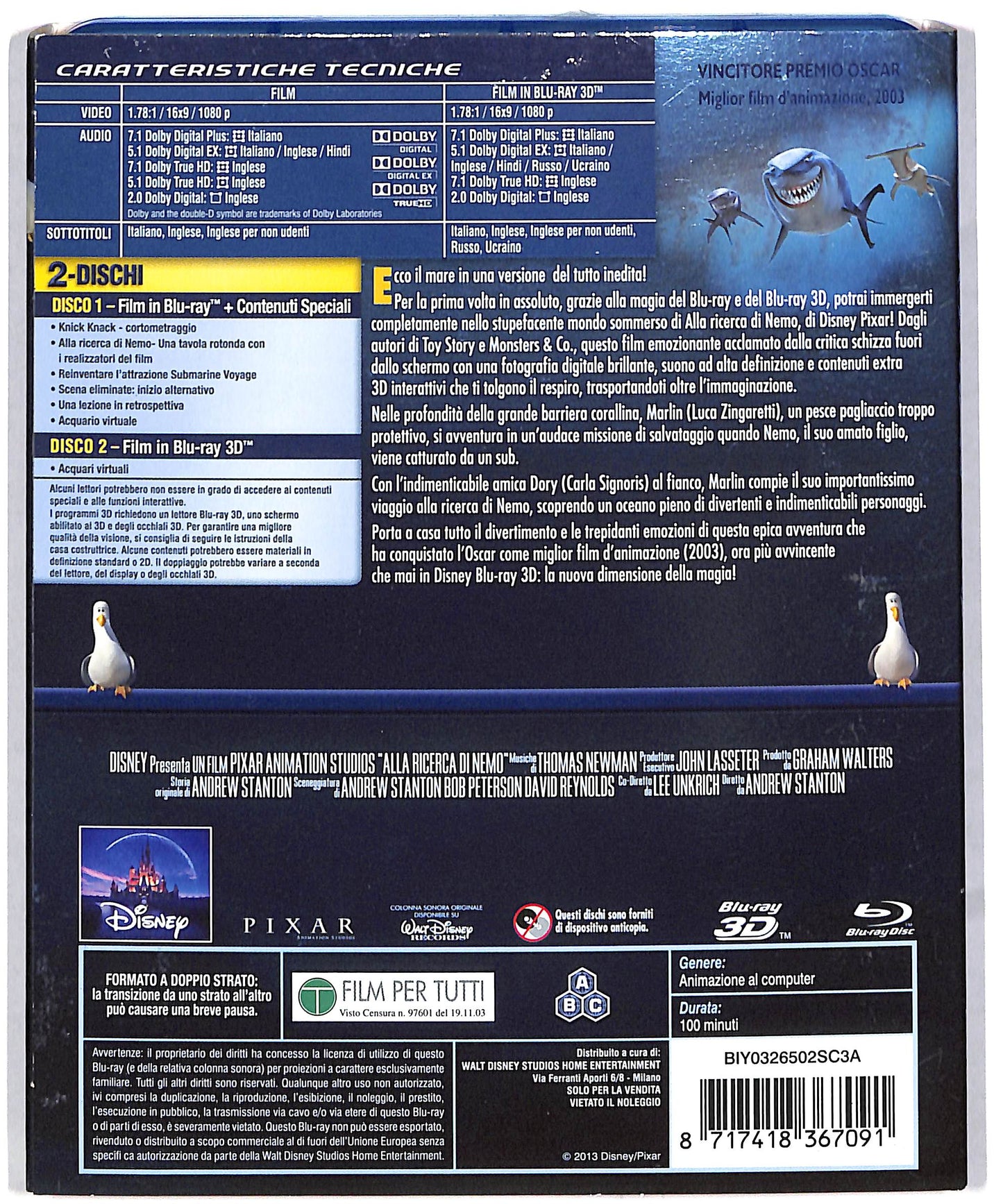 EBOND Alla ricerca di nemo 3D BLURAY DB600608