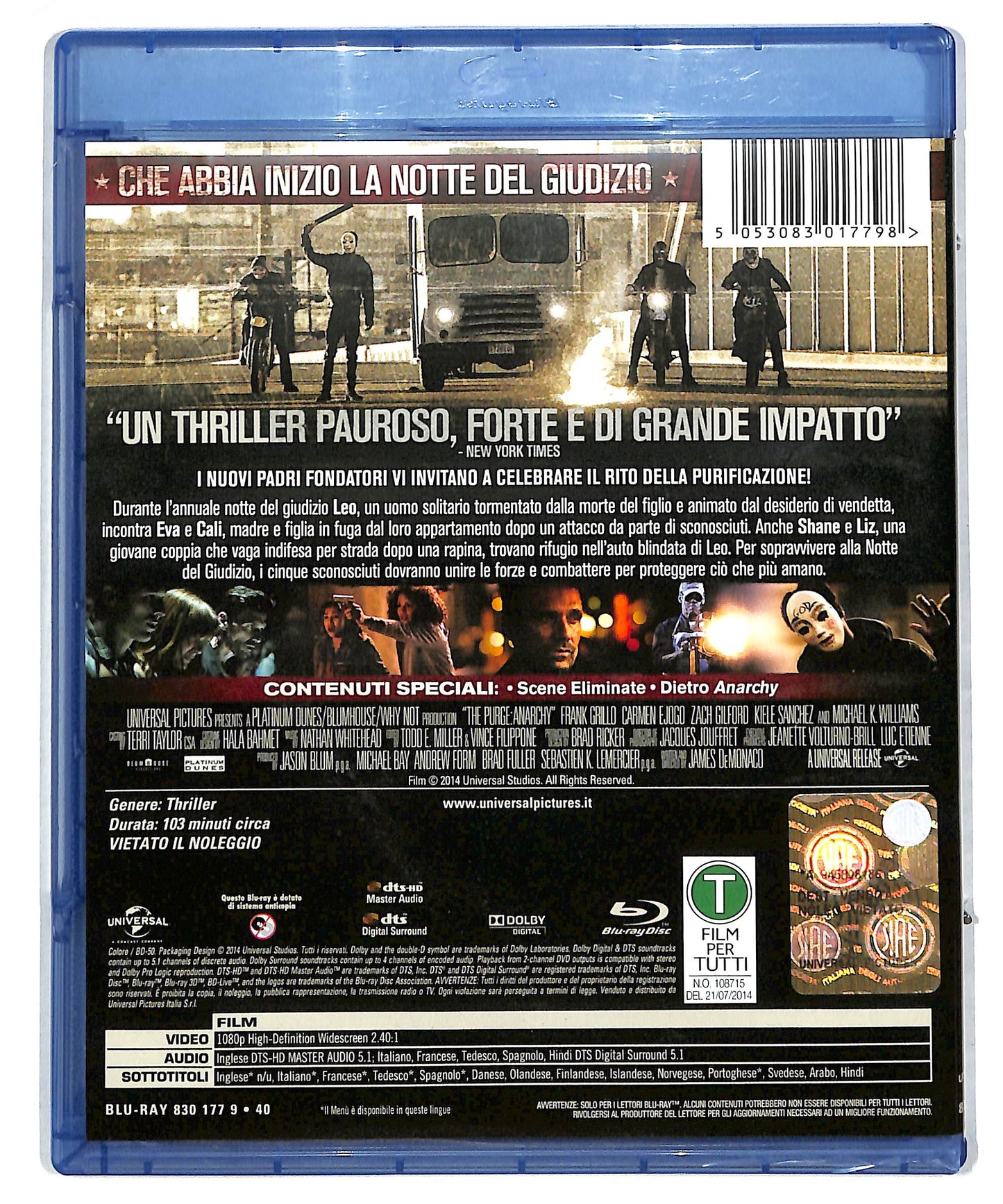 EBOND Anarchia - La Notte Del Giudizio BLURAY DB604101