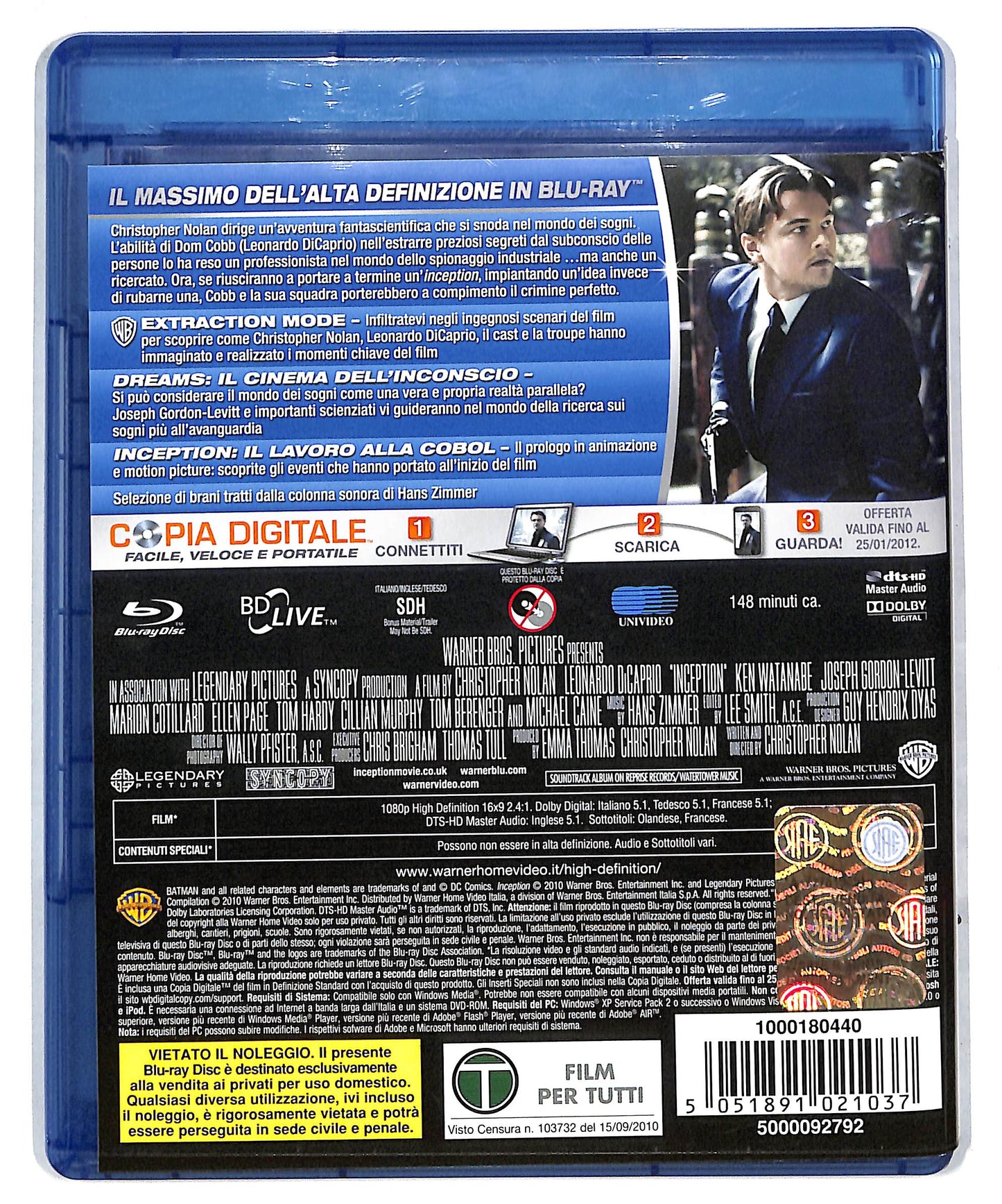 EBOND Inception 2 BLURAY + copia digitale + DVD + BLURAY DB604369