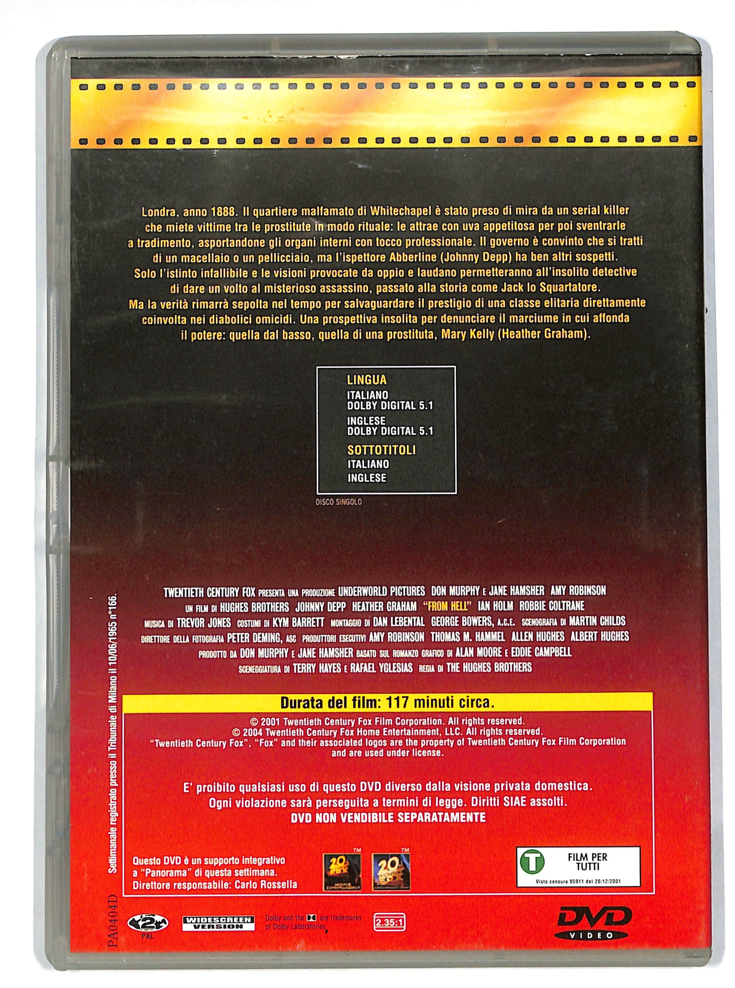 EBOND La vera storia di Jack lo squartatore - From Hell EDITORIALE DVD DB605653