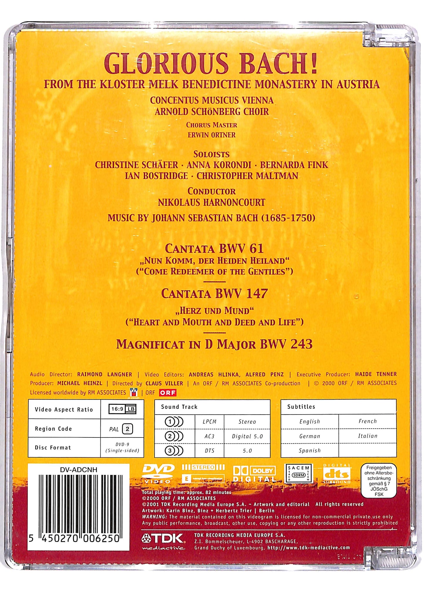 EBOND Glorious Bach Nikolaus Harnoncourt SJB DVD DB607125