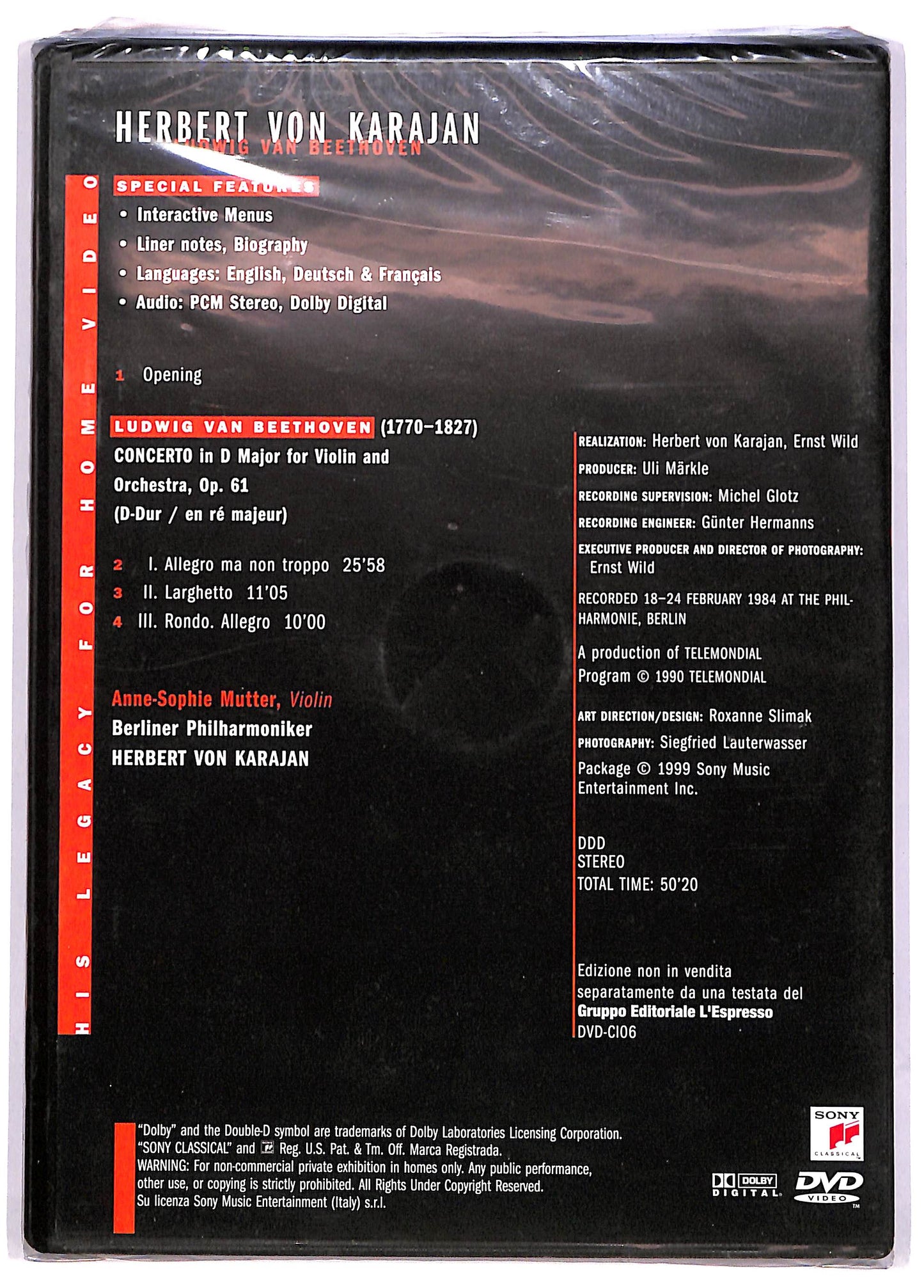 EBOND Herbert Von Karajan - Beethoven: Violin Concerto EDITORIALE DVD DB609155
