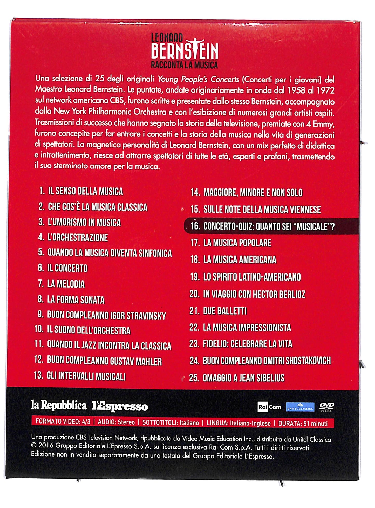 EBOND Leonard Bernstein racconta la musica vol.16 DIGIPACK DVD DB609334