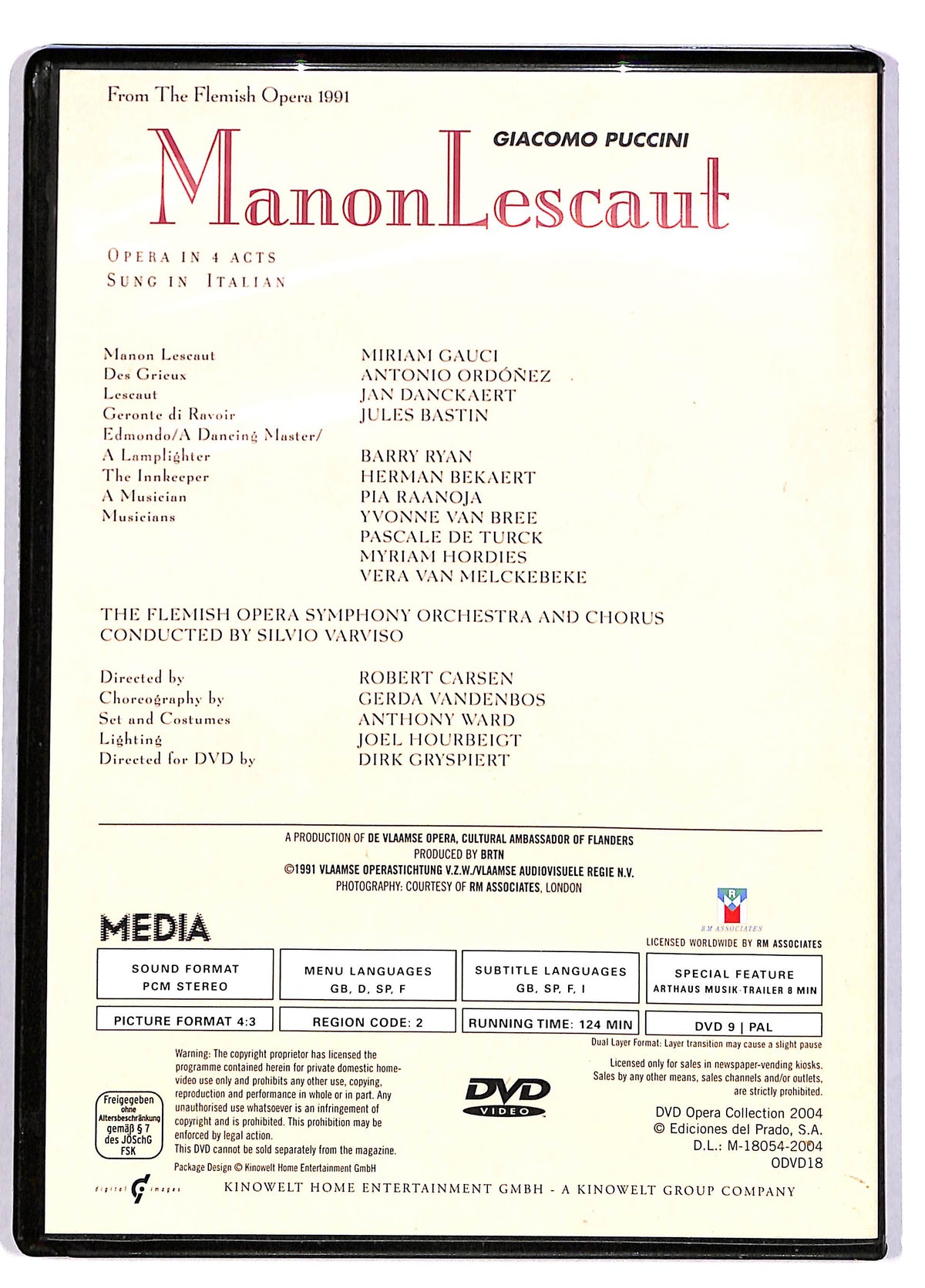 EBOND Manon Lescaut Giacomo Puccini Opera Collection Del Prato DVD DB611262