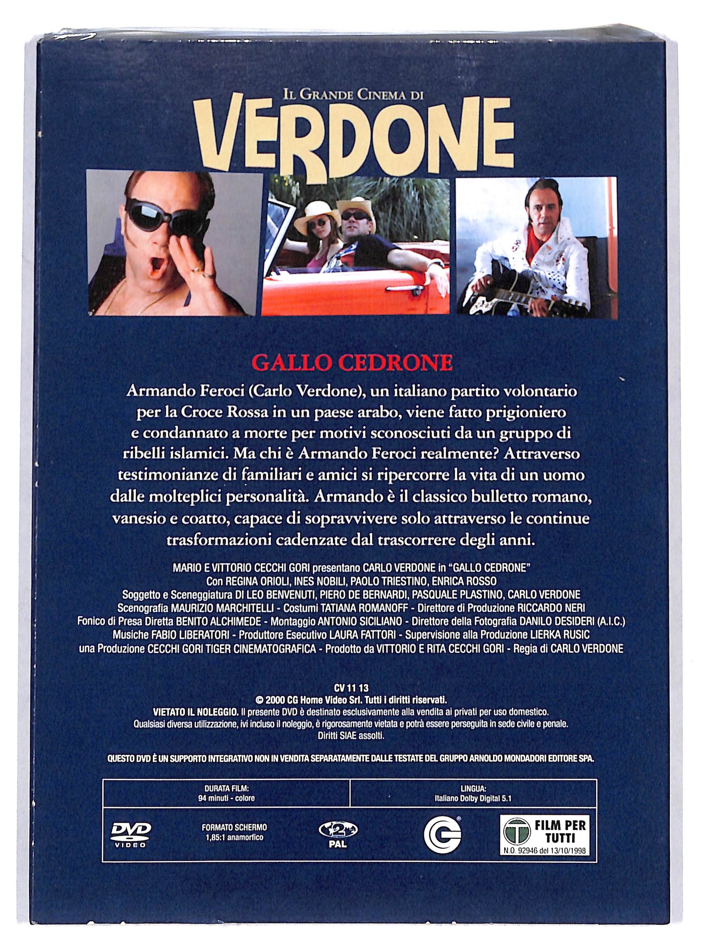 EBOND Il Grande Cinema di Verdone - Gallo Cedrone DVD DB622660