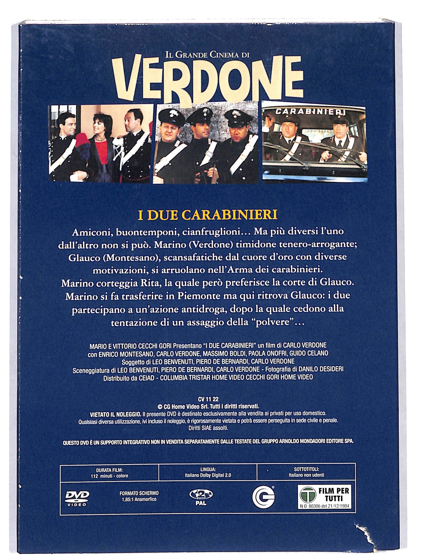 EBOND il grande Cinema di Verdone - i due Carabinieri DVD DB624904