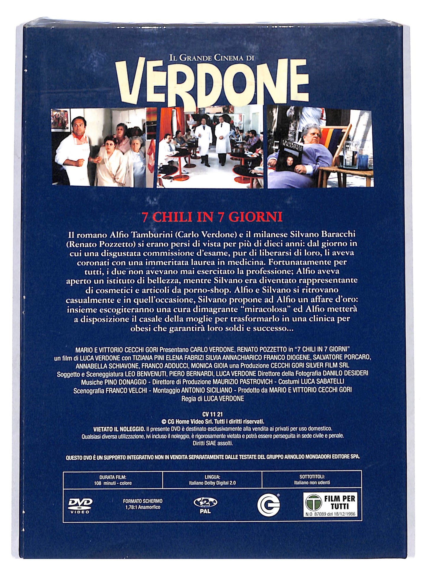 EBOND Il grande Cinema di Verdone - 7 chili in 7 giorni DVD DB624905
