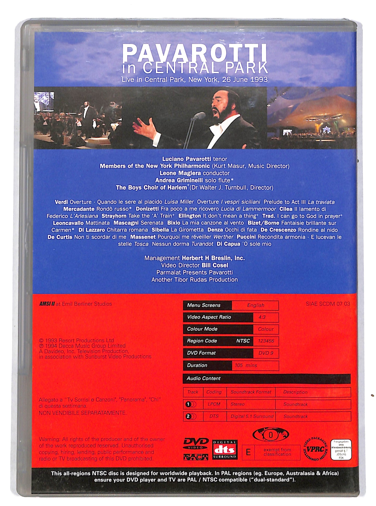 EBOND Luciano Pavarotti - Pavarotti in Central Park EDITORIALE DVD DB627352