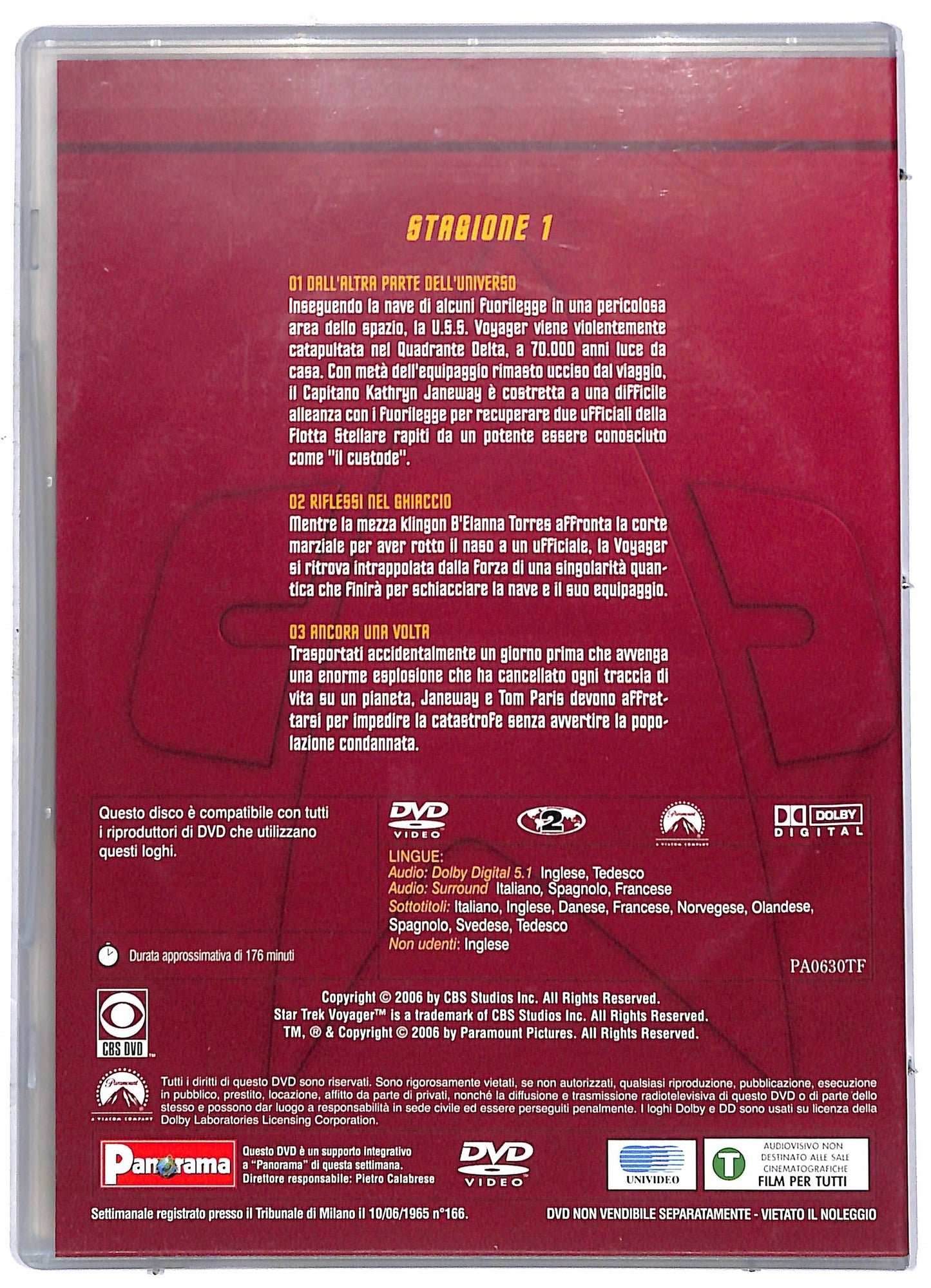 EBOND Star Trek Voyager Stagione 1 disco 1 Episodi 1-3 EDITORIALE DVD DB633311