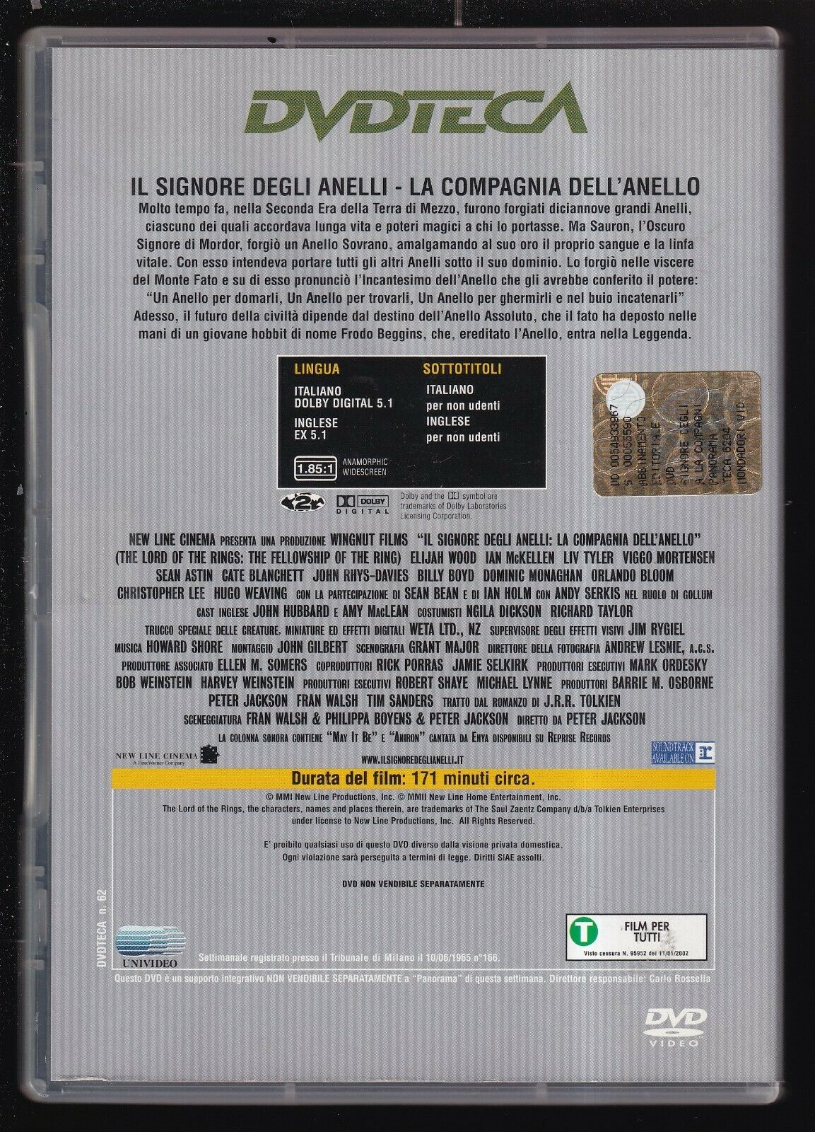 EBOND Il Signore Degli Anelli - La Compagnia Dell'anello Editoriale DVD DB633920