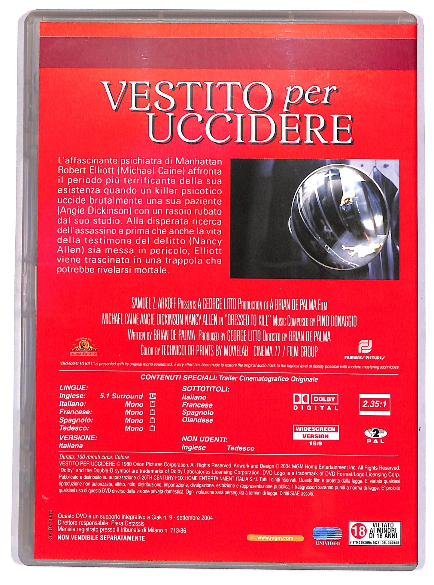 EBOND Vestito per uccidere EDITORIALE DVD DB634121