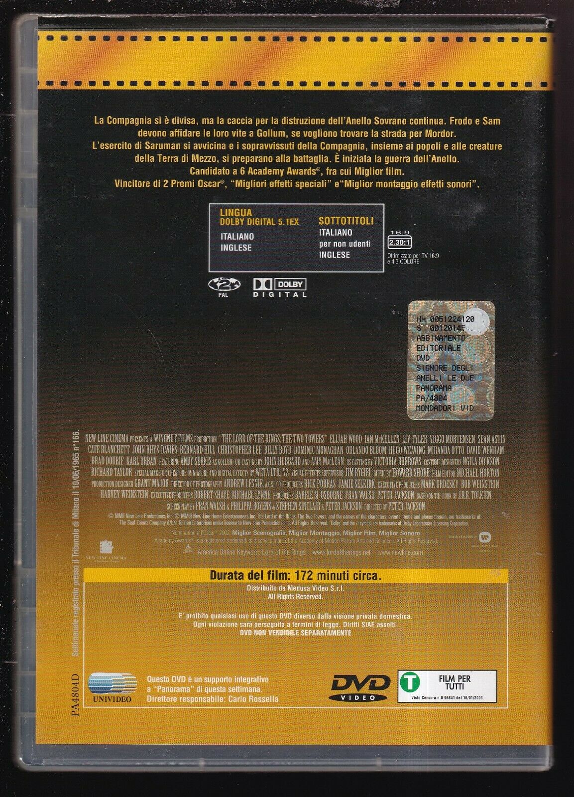 EBOND Il Signore Degli Anelli Le Due Torri Editoriale DVD DB634354