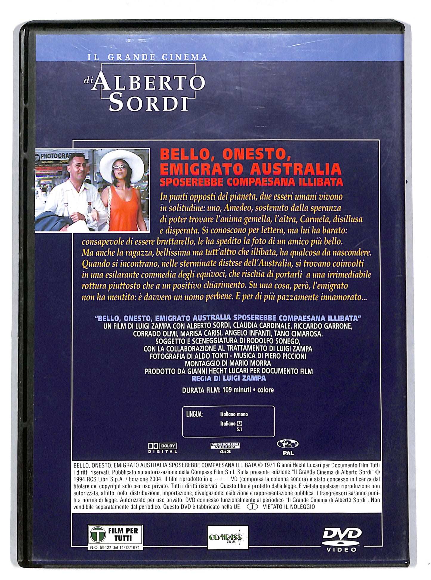 EBOND Bello onesto emigrato Australia sposerebbe EDITORIALE DVD DB645103