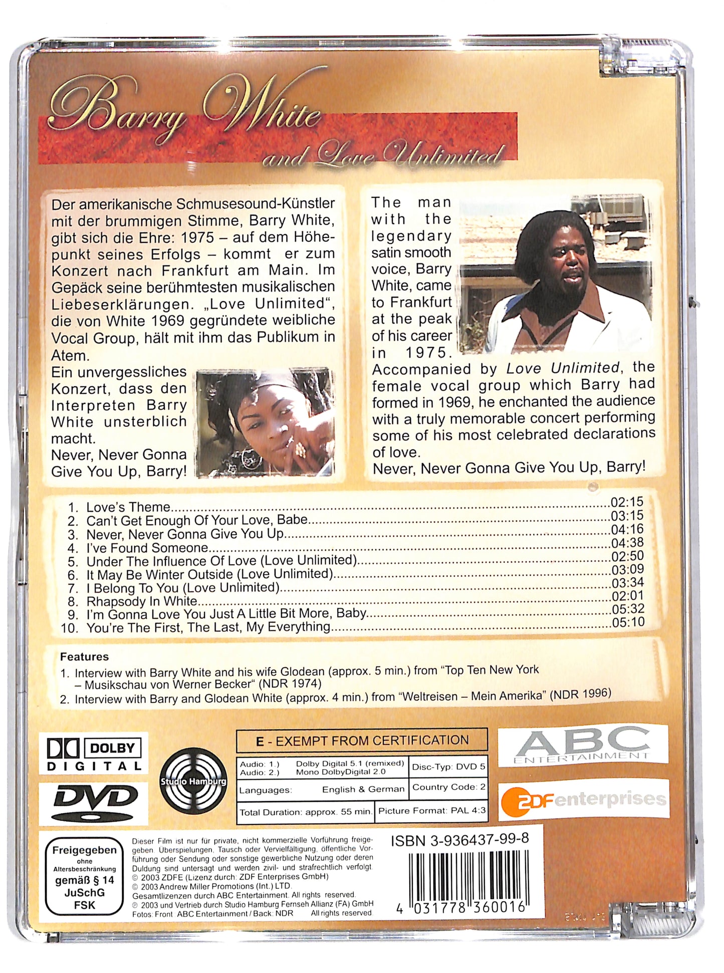 EBOND Barry white and love unlimited SJB DVD DB645117