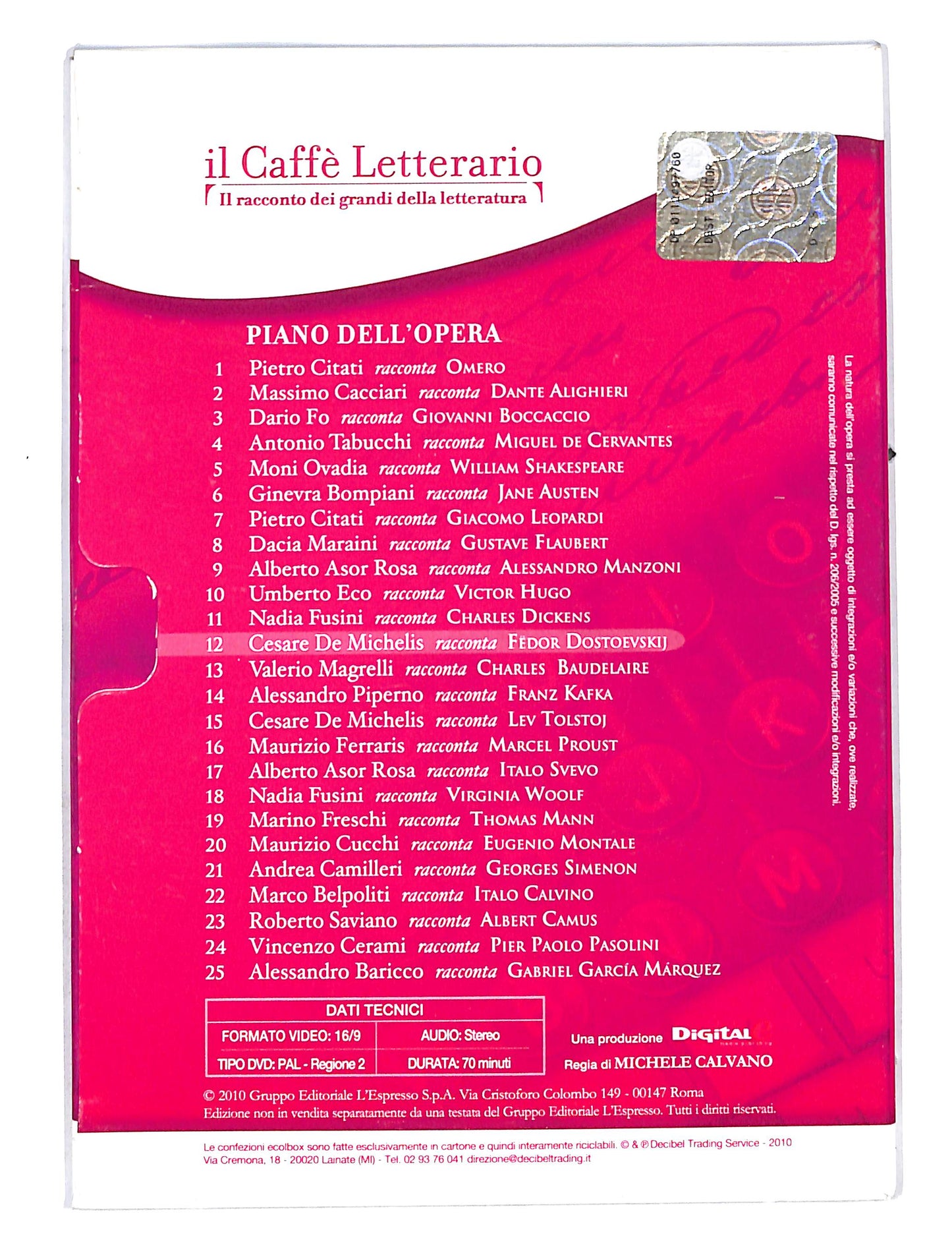 EBOND Il Caffe Letterario De Michelis racconta Fedor Dostoevskij DVD DB646438