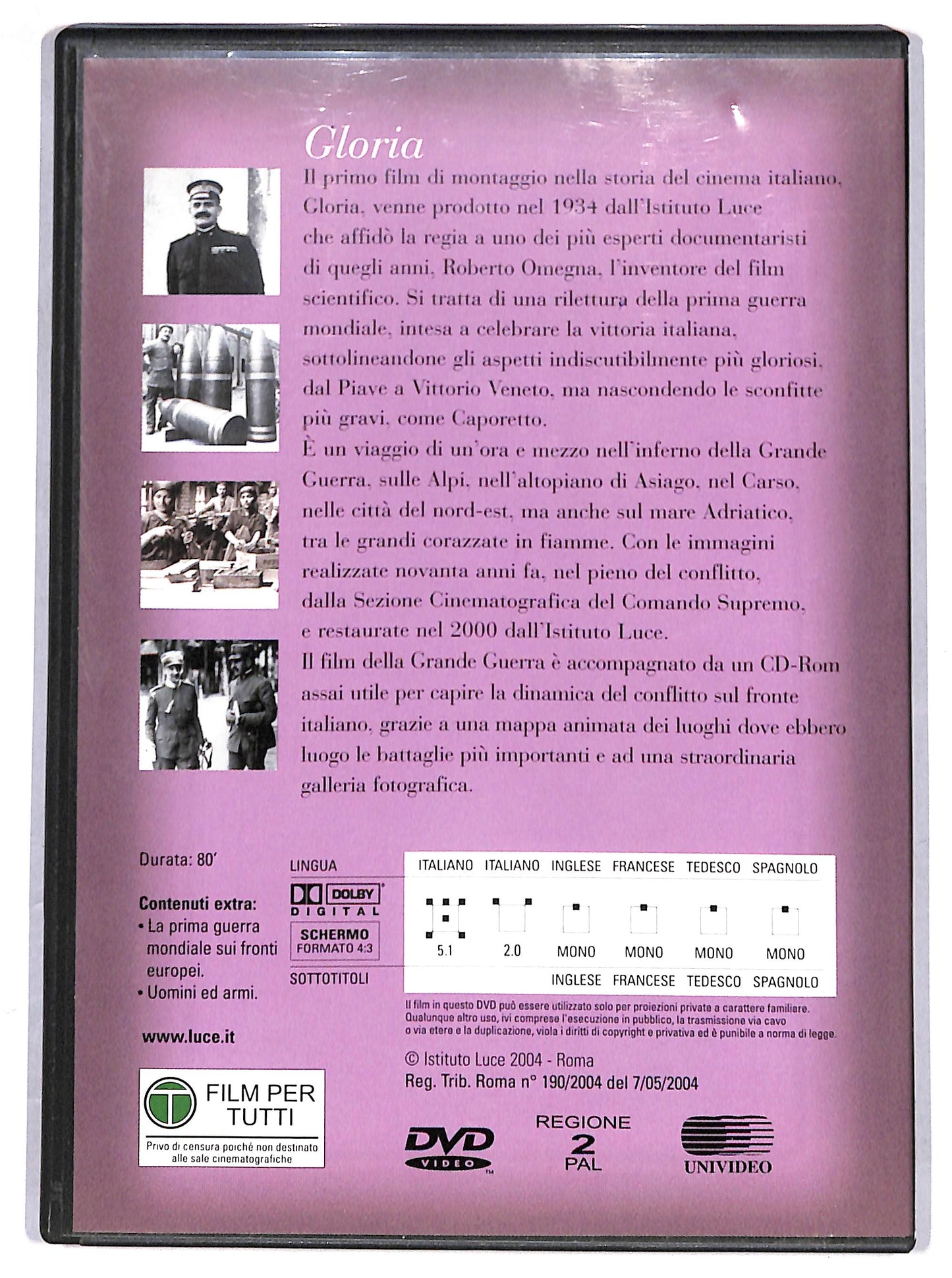 EBOND Gloria La Grande Guerra 1915-1918 Novecento DVD DB648933