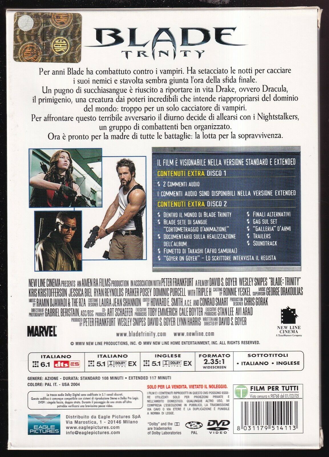 EBOND Blade Trinity (extended Version) Slipcase DVD DB649324